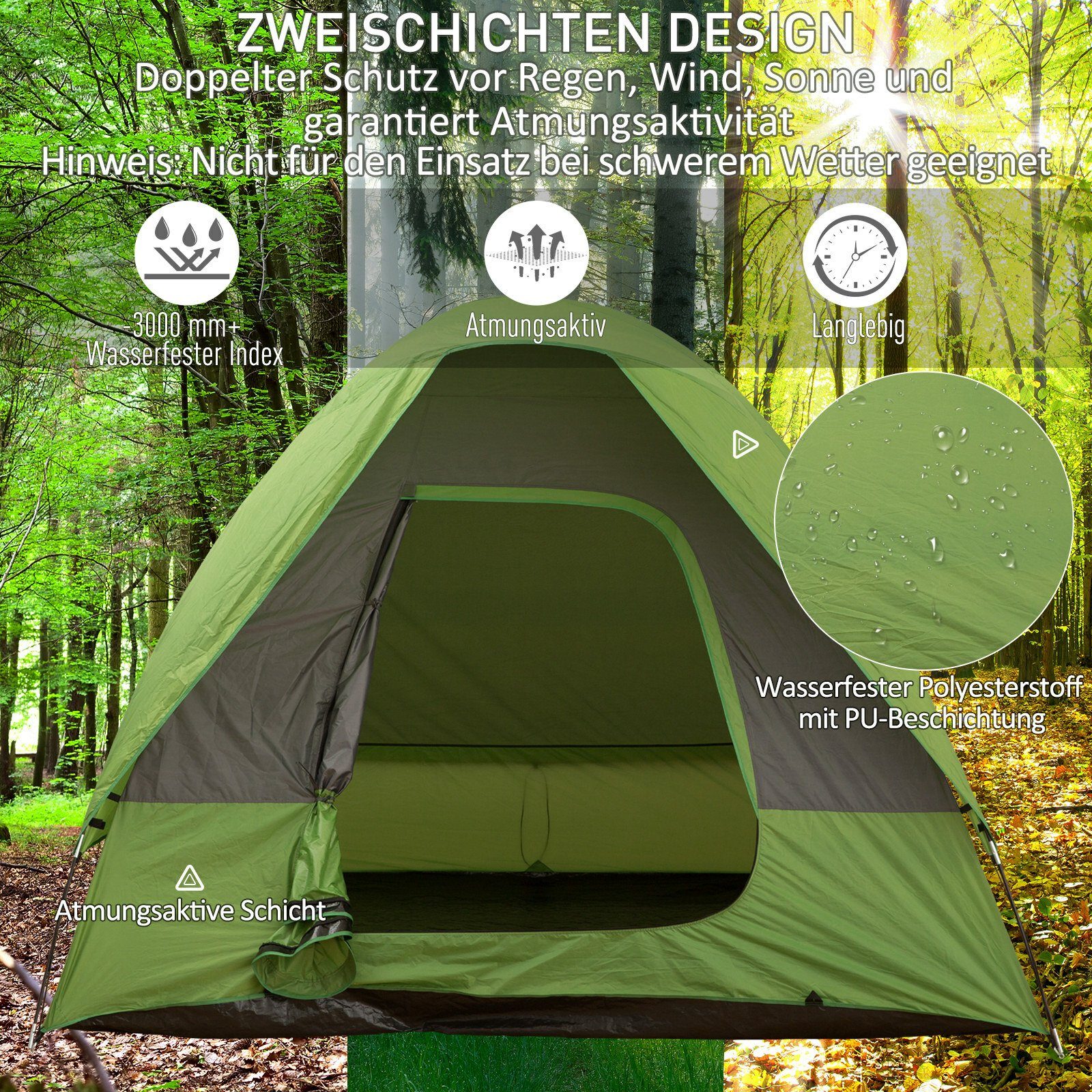 Outsunny Gruppenzelt Campingzelt für 4-5 Personen