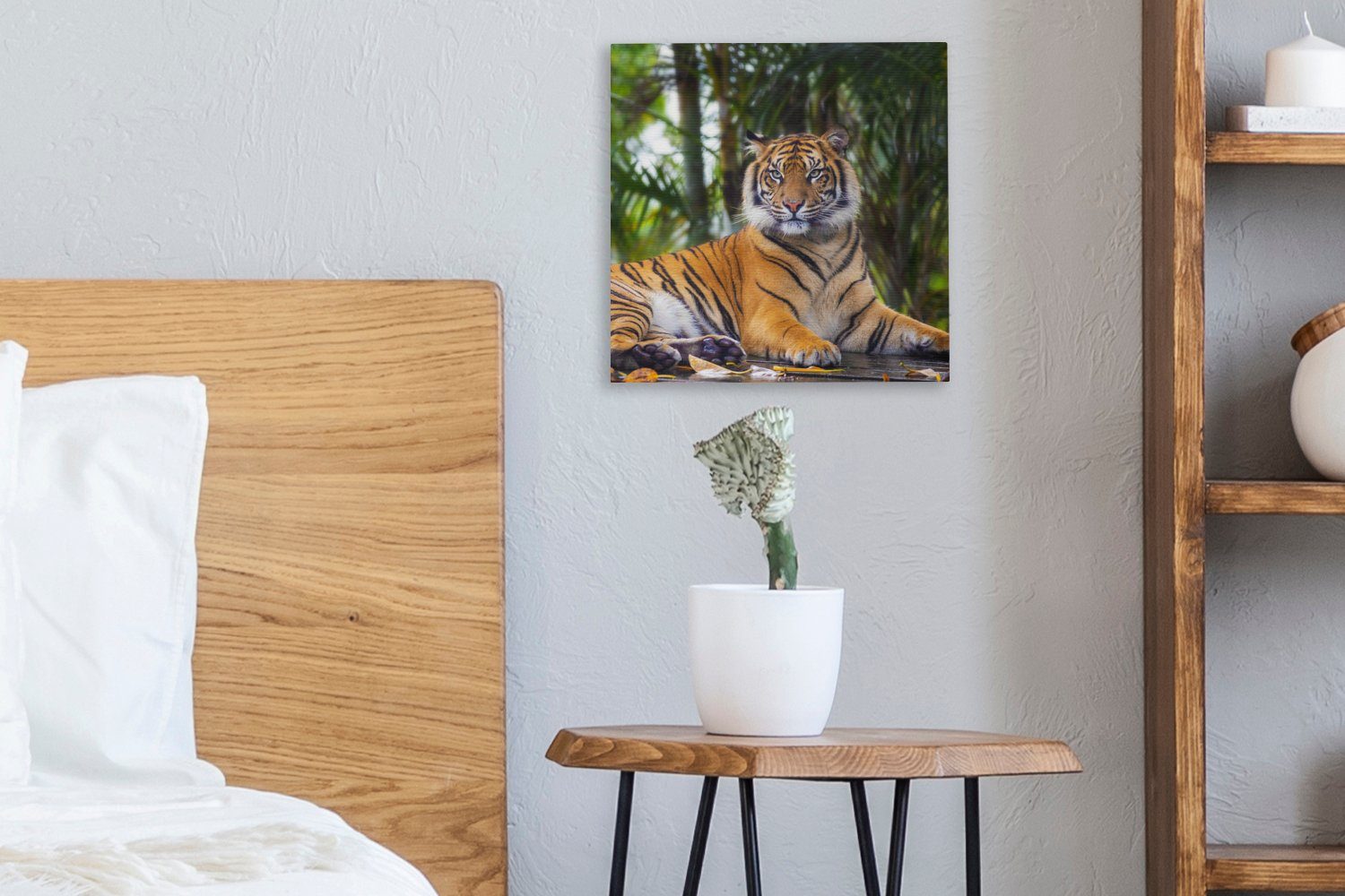 OneMillionCanvasses® Leinwandbild Tiger - - Wald Wohnzimmer Bilder (1 für Tiere Leinwand Dschungel, St), - Schlafzimmer