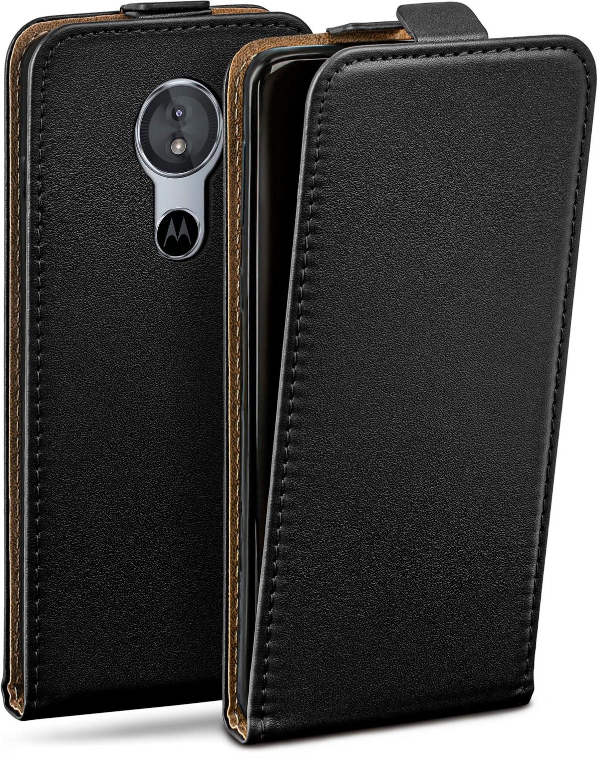 moex Handyhülle für Motorola Moto E5 Hülle Klappbar Flip Case Schwarz 5,7 Zoll, 360 Grad Schutz Handytasche Leder Optik PU Lederhülle Cover Klapphülle