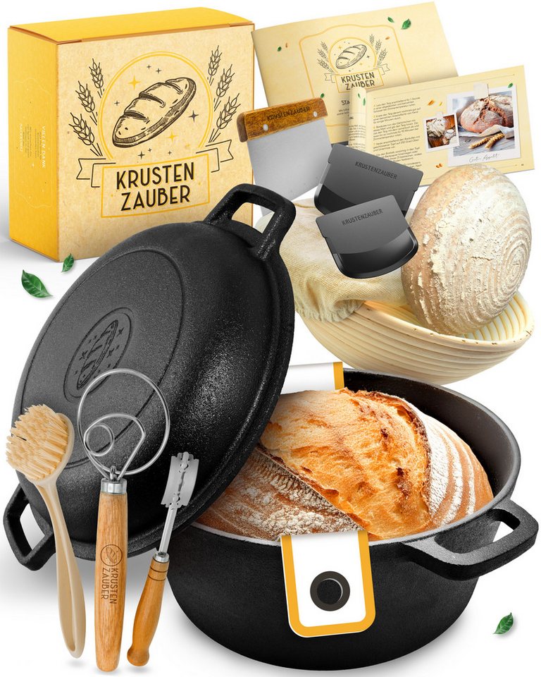 Krustenzauber Brotbackform KRUSTENZAUBER Gusseisen Topf zum Brotbacken & andere Brotbackformen