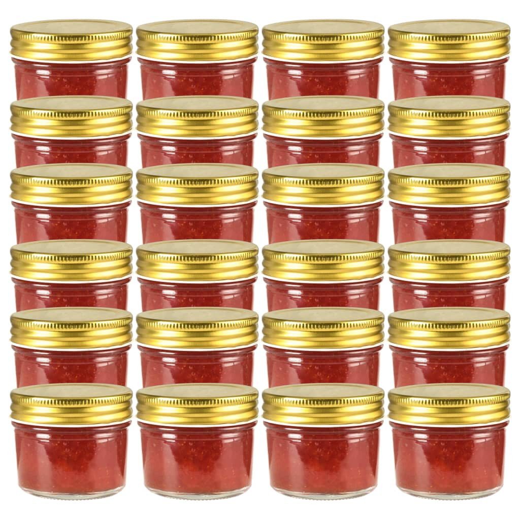 vidaXL Aufbewahrungsbox Marmeladengläser mit goldenen Deckeln 24 Stk 110 ml