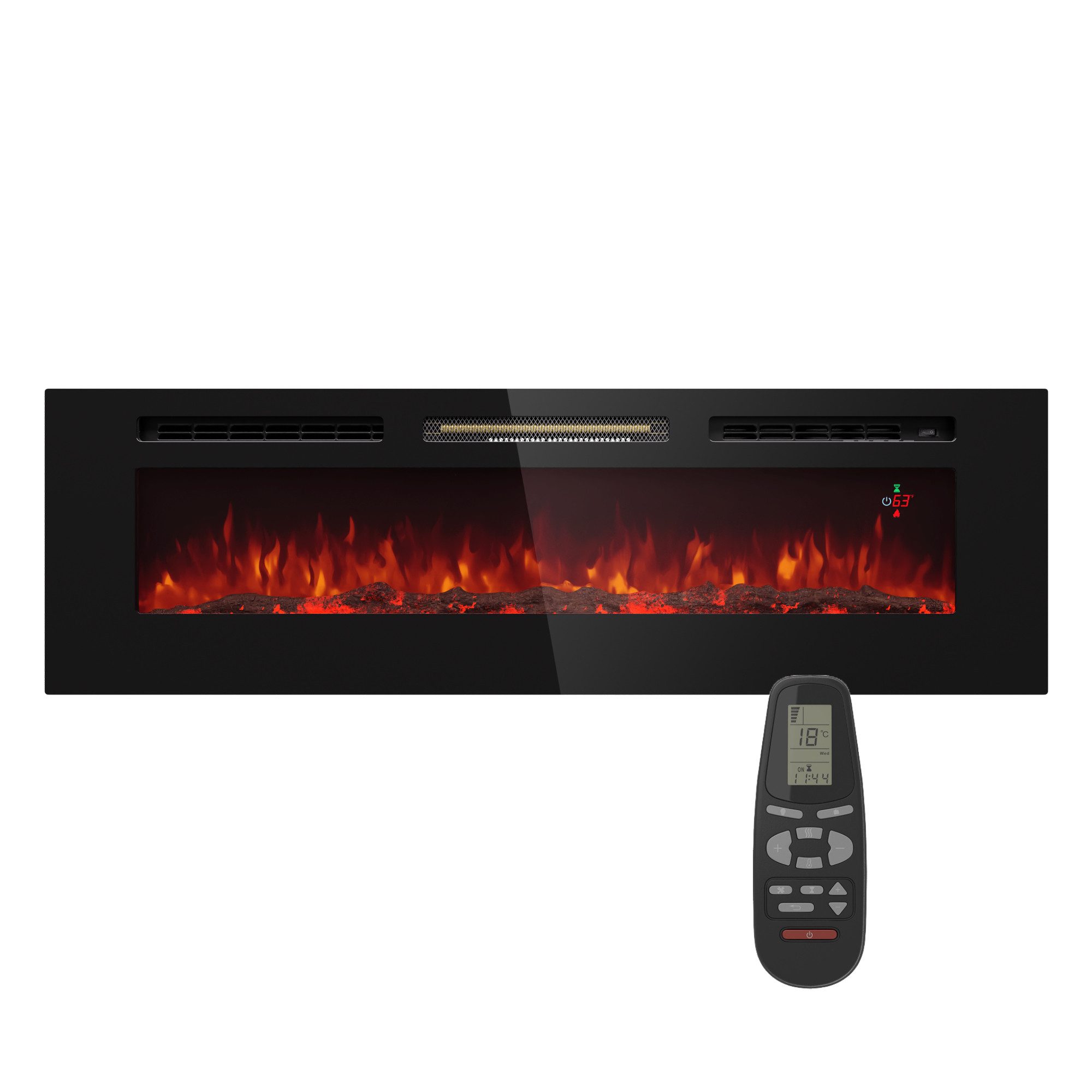 Klarstein Elektrokamin Galeras, Elektrischer Wandkamin Heizung LED Timer 1800 W
