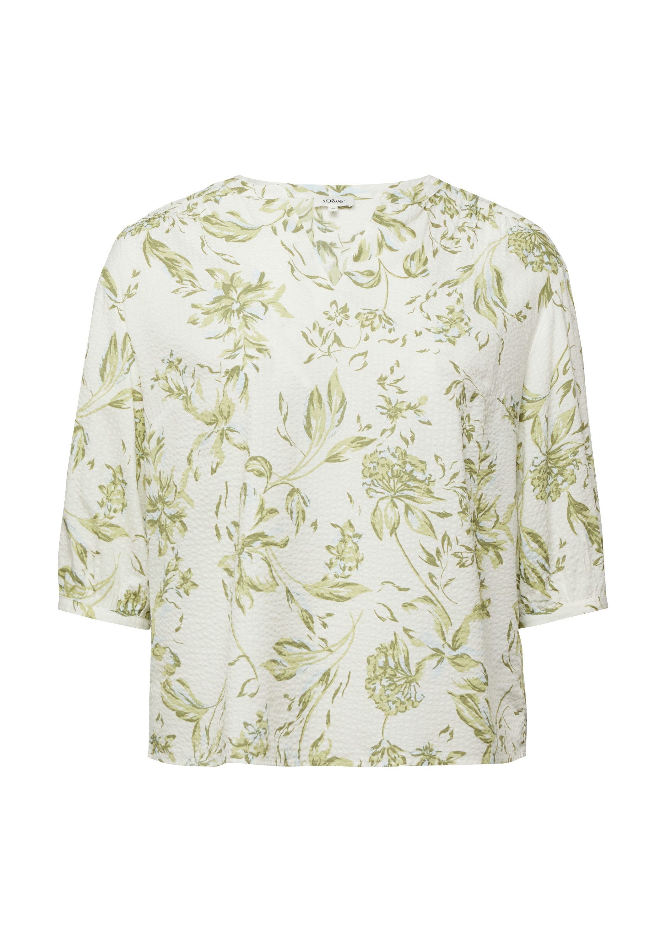 s.Oliver Kurzarmbluse Bluse Bluse aus Seersucker mit Raffungen günstig online kaufen