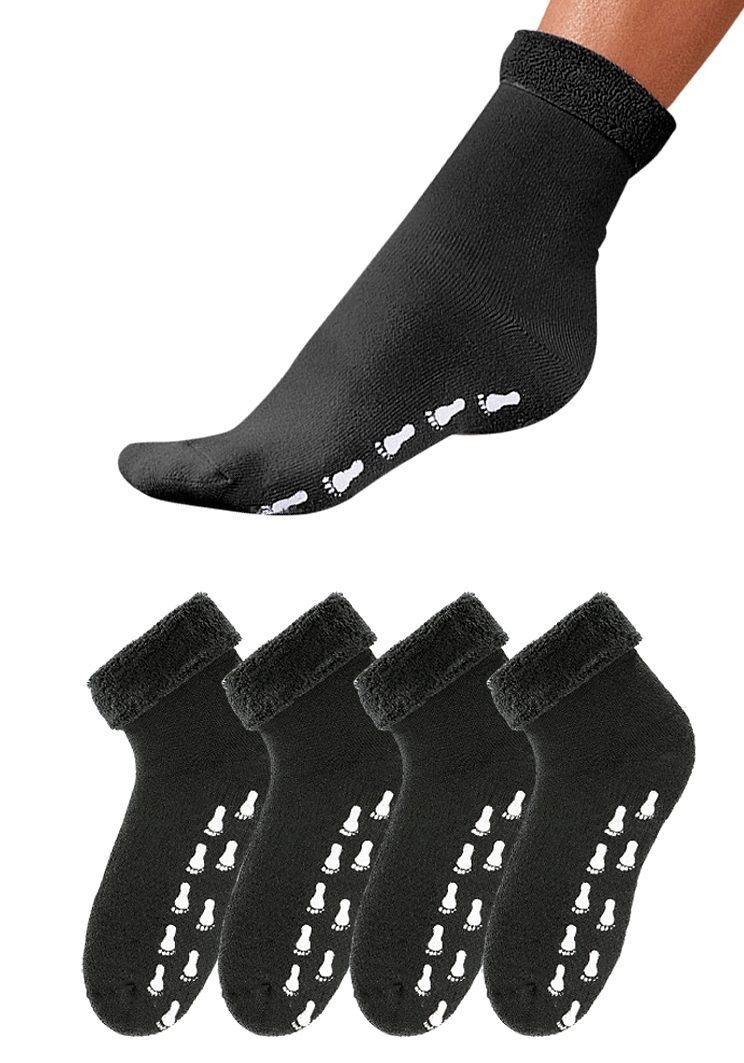 ABS-Socken 4-Paar) Antirutschsohle mit in schwarz Go (Set, und Vollfrottee