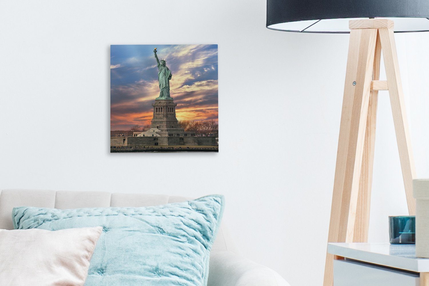 OneMillionCanvasses® Bilder Wohnzimmer in York für Freiheitsstatue Leinwand New bei Leinwandbild (1 Sonnenuntergang, St), Schlafzimmer