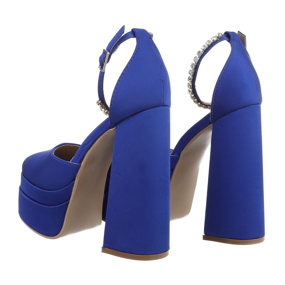 Heel in Plateaupumps Clubwear Blau Ital-Design High & Abendschuhe Damen Party Blockabsatz Pumps