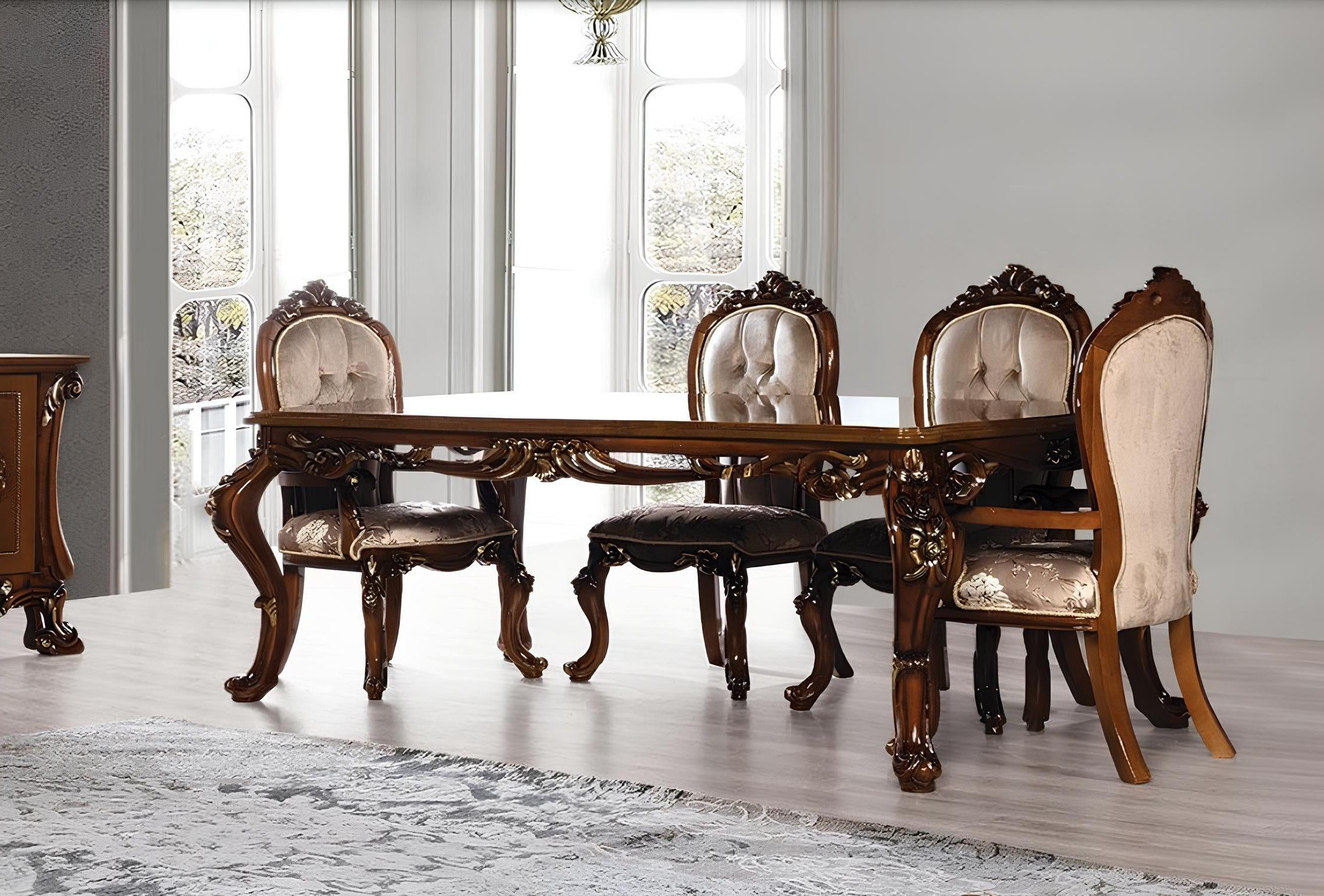 Xlmoebel Esstisch Barock Holz Tisch für Esszimmer und Luxus Möbel, Made in Europa