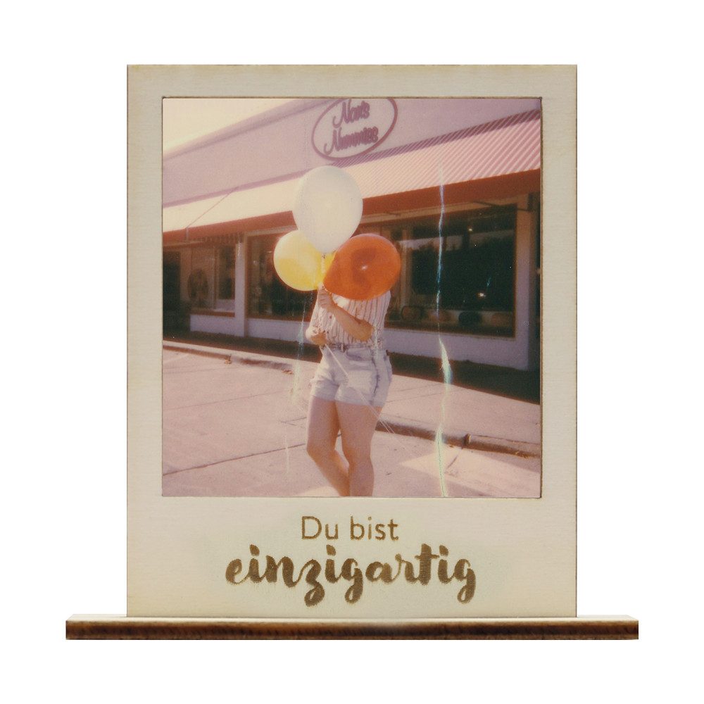WANDStyle Bilderrahmen für Polaroid, aus Holz mit Gravur "Du bist einzigartig", Sofortbild-Rahmung