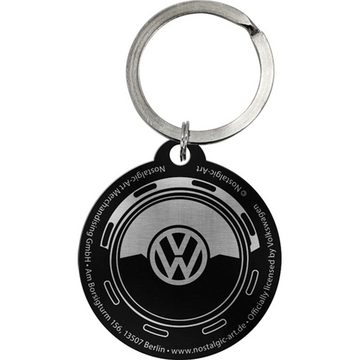 Nostalgic-Art Schlüsselanhänger mit Gravur Edelstahl Schlüsselanhänger Ø 4cm - Volkswagen VW Wheel