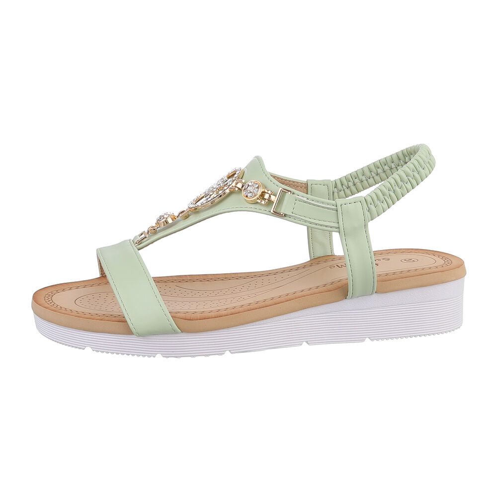 Ital-Design Damen Freizeit Riemchensandalette (86016793) Keilabsatz/Wedge Keilsandaletten in Hellgrün