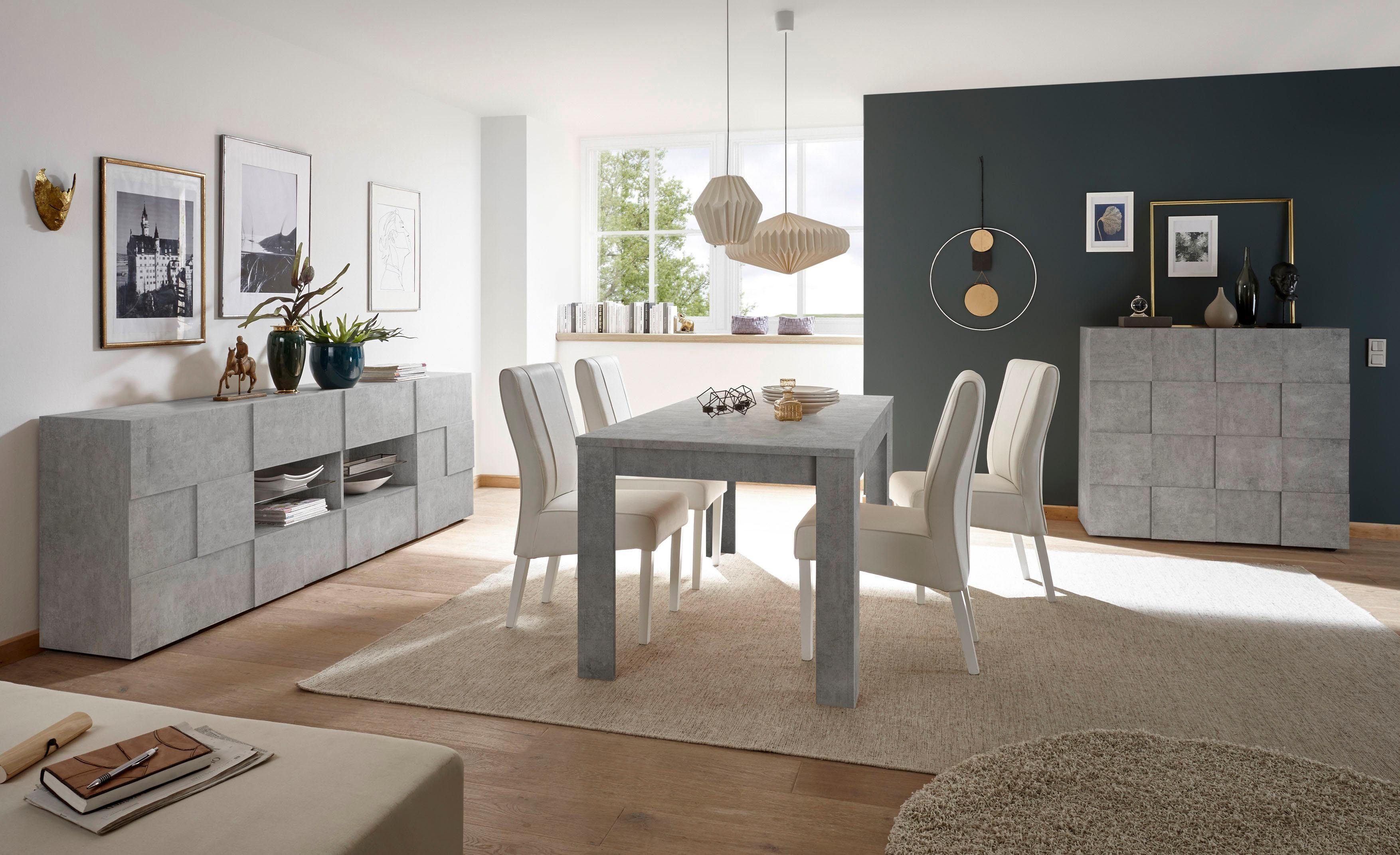 Home affaire Sideboard Dama Breite 241, Kommode 2 Türen u. 4 Schubkästen, Anrichte, Front in 3D-Optik, viel Stauraum, verschiedene Farben