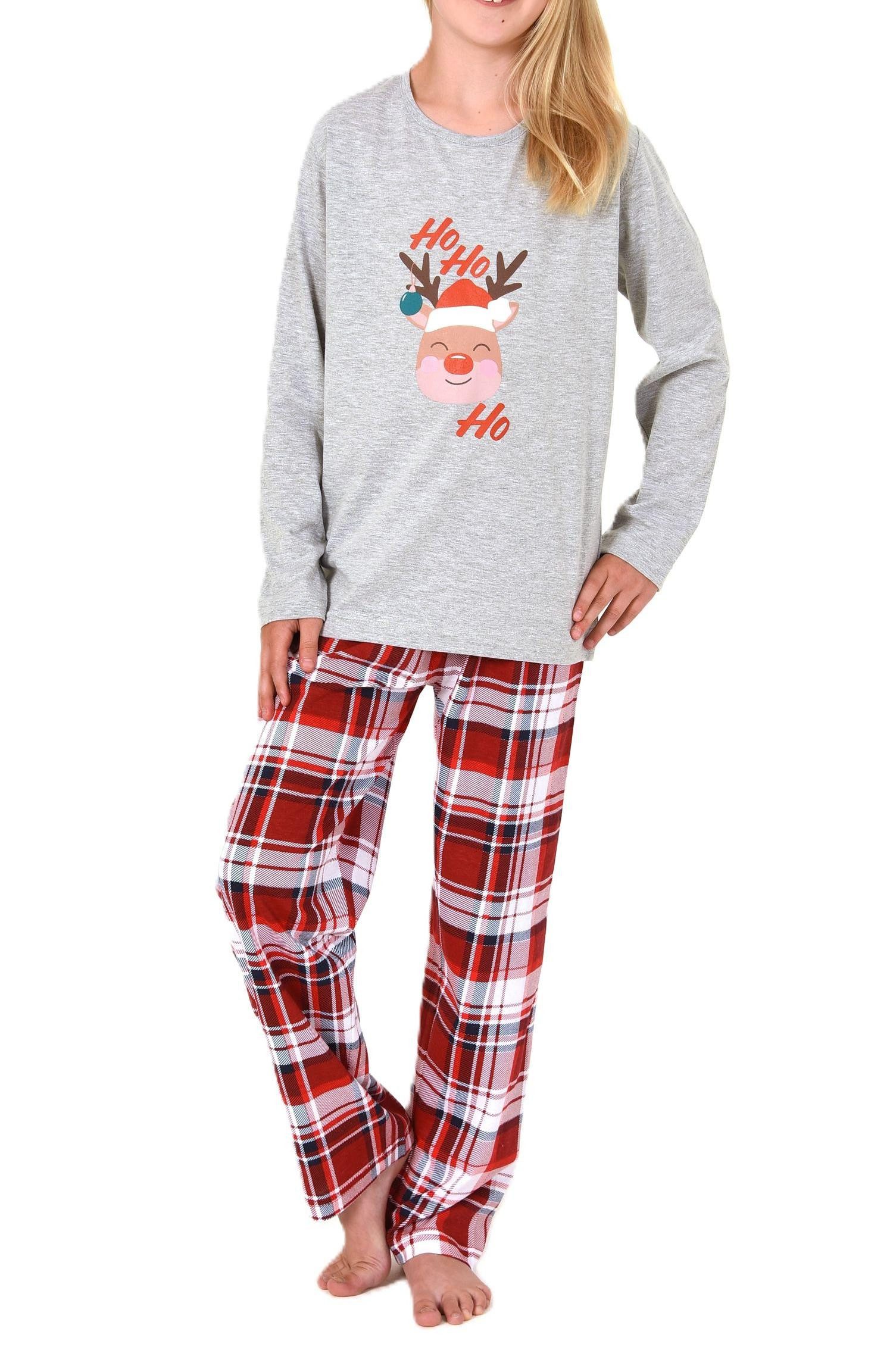 Normann Pyjama Kinder Weihnachts Schlafanzug UNISEX Pyjama mit Renntier Motiv
