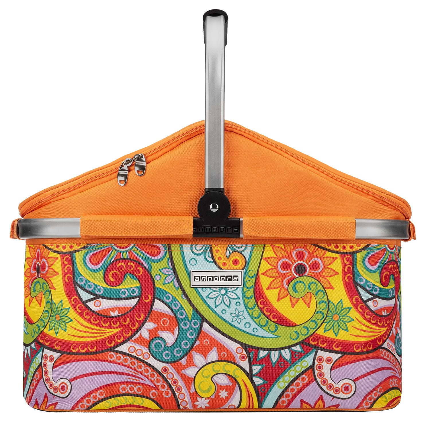 anndora Einkaufskorb thermo Shopper Kühlkorb mit Kühlakkus, 25 l, isolierter Deckel - 3 Kühlakkus - leichter stabiler Alurahmen