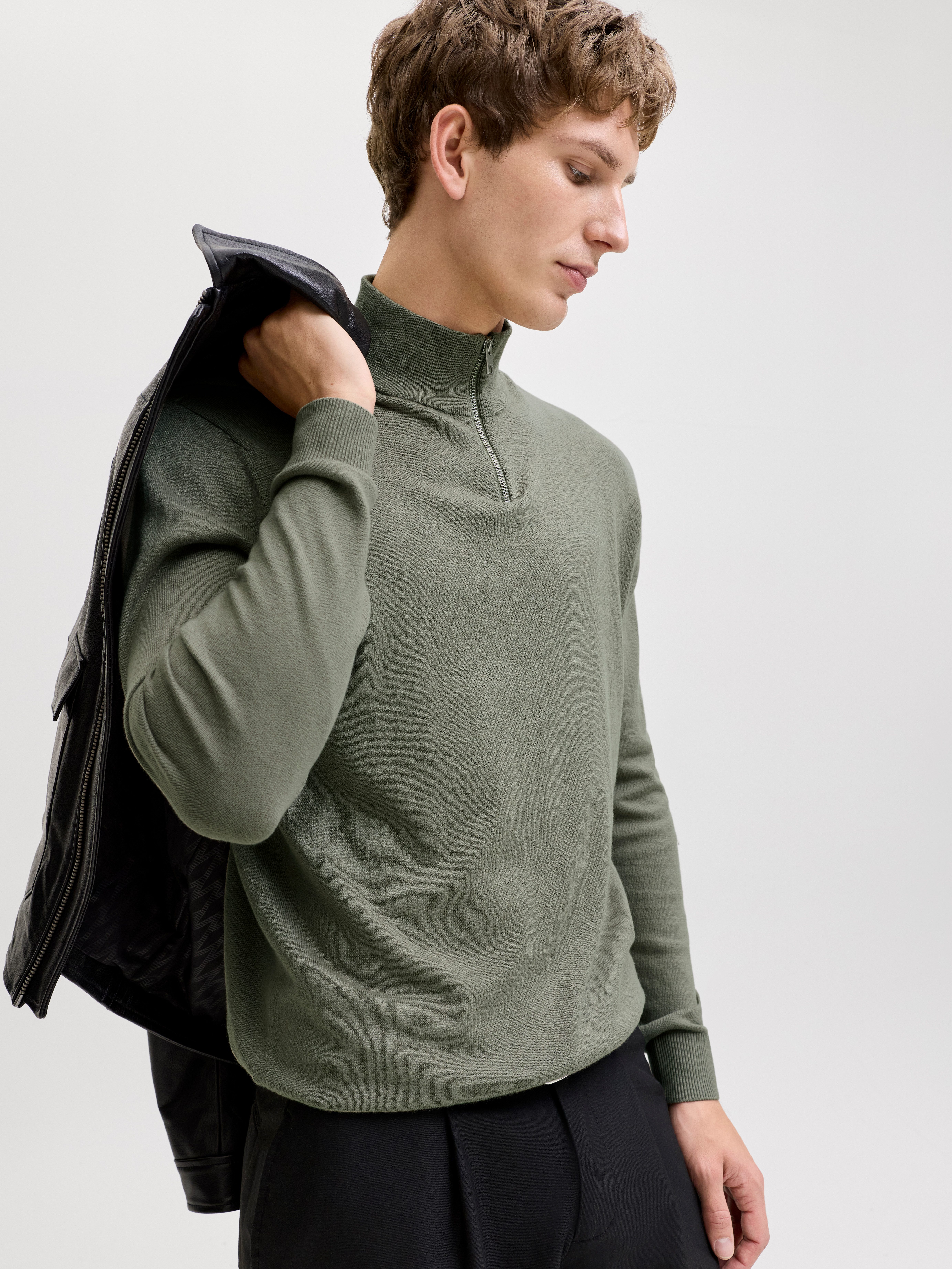 Jack & Jones Troyer JJEEMIL KNIT HALF ZIP NOOS Baumwollmischung, regular fit