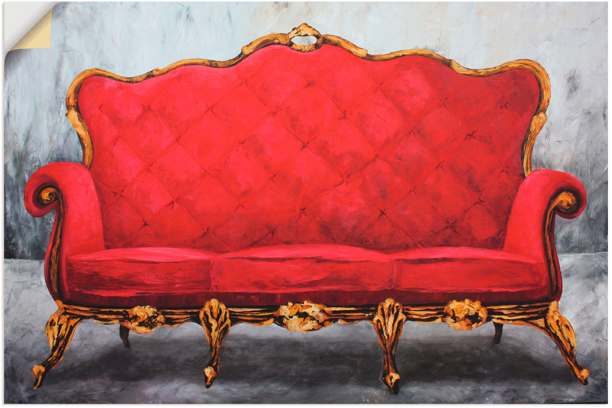Artland Wandbild Rotes Sofa, Innenarchitektur (1 St), als Alubild, Leinwandbild, Wandaufkleber oder Poster in versch. Größen