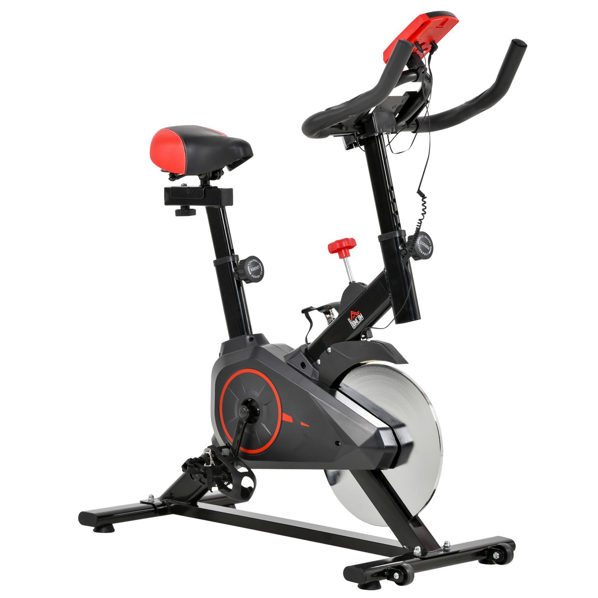 PixelPilot Heimtrainer Indoor Cycling Bike mit LCD-Display, verstellbarem Sitz und Lenker, Individuell einstellbarer Trainingswiderstand