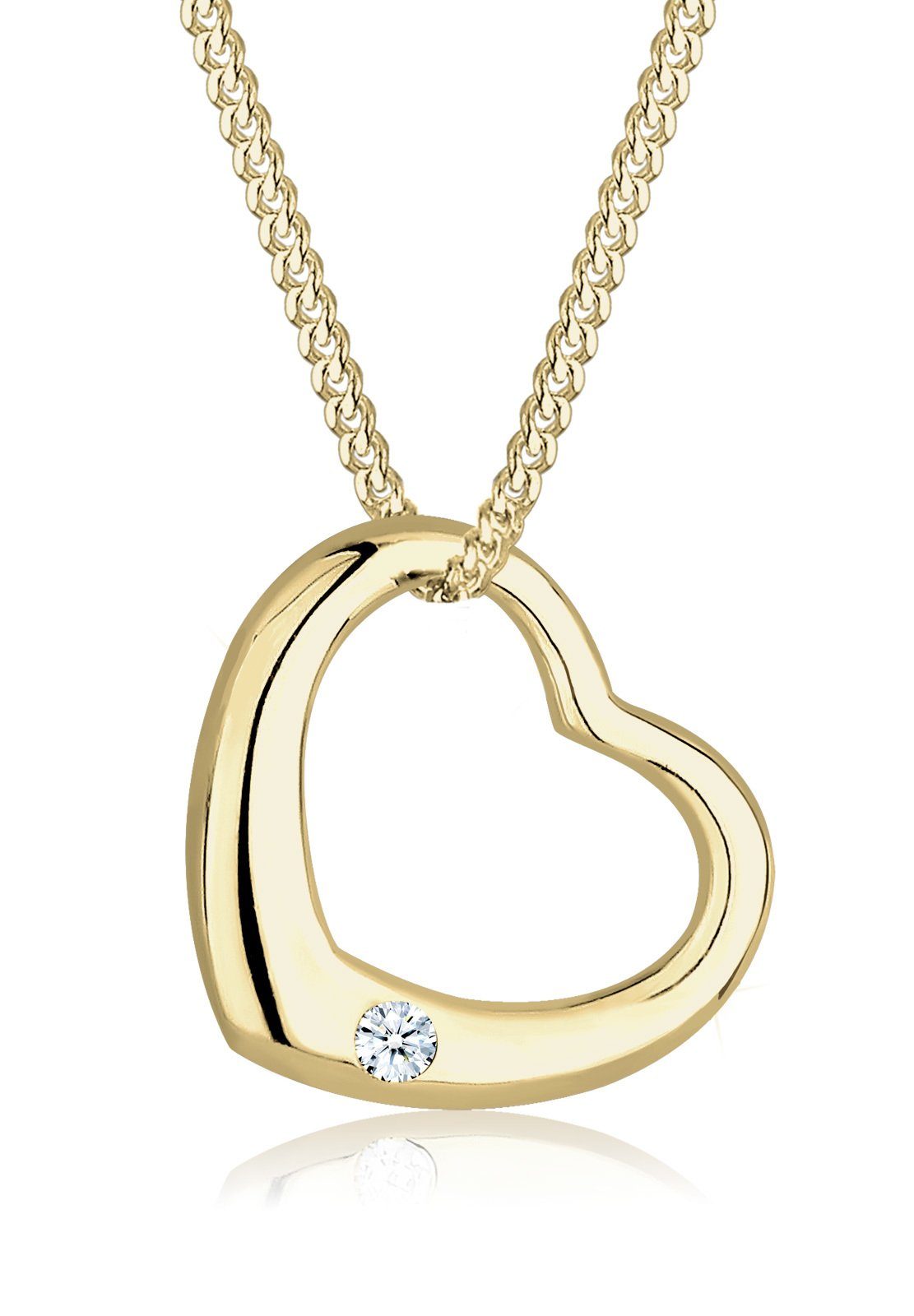 Elli DIAMONDS Kette mit Anhänger Herz Diamant Weiß Brillantschliff (0.03ct) günstig online kaufen