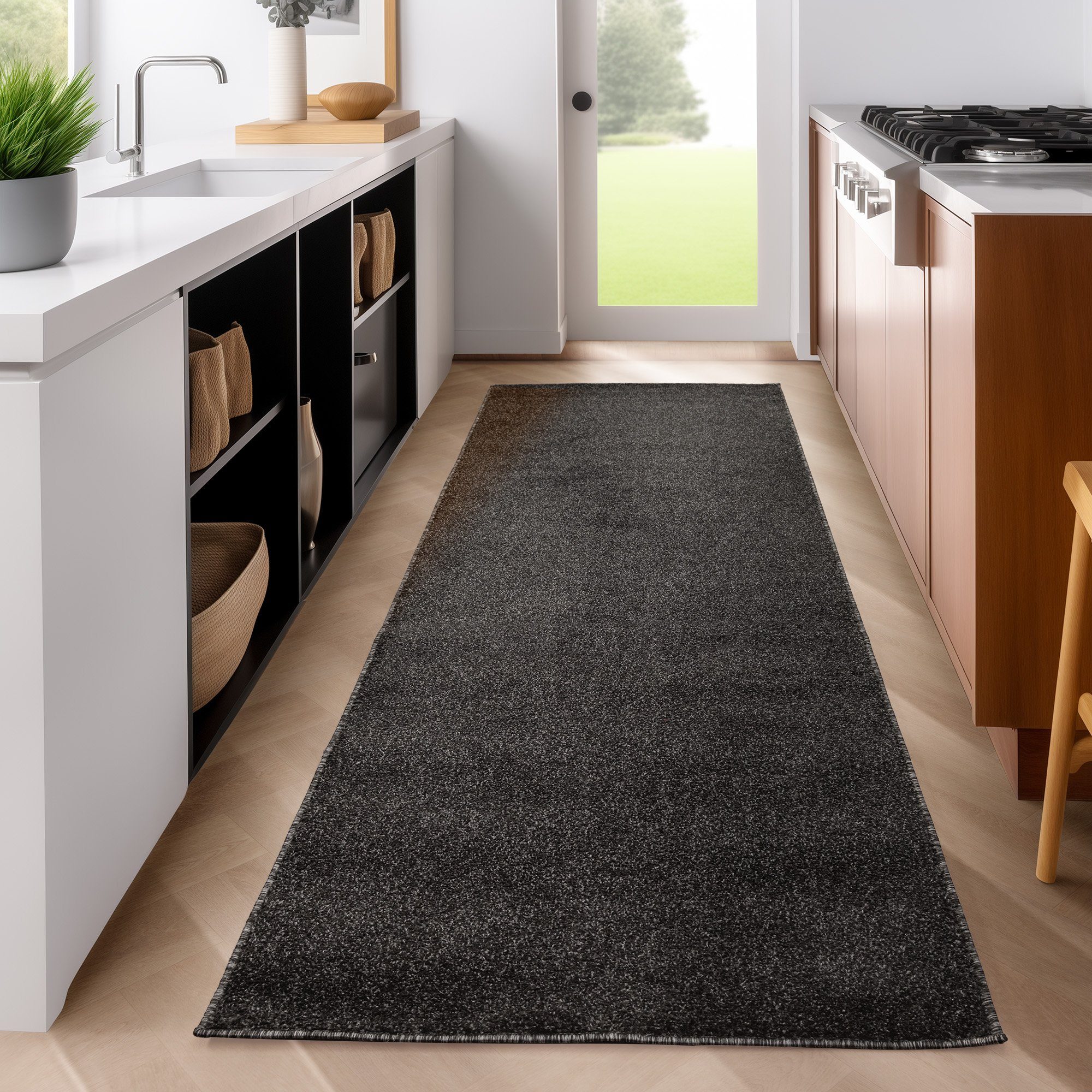 SIMPEX24 Teppich Unicolor - Einfarbig, Läufer, Höhe: 11 mm, Einfarbig Kurzflor Teppich Wohnzimmer Verschiedene Farben und Größen