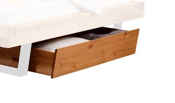 Main Möbel Bücherregal Balkenbett mit Bettkästen 'Melissa' 200x200cm Kiefer massiv eichefarbi