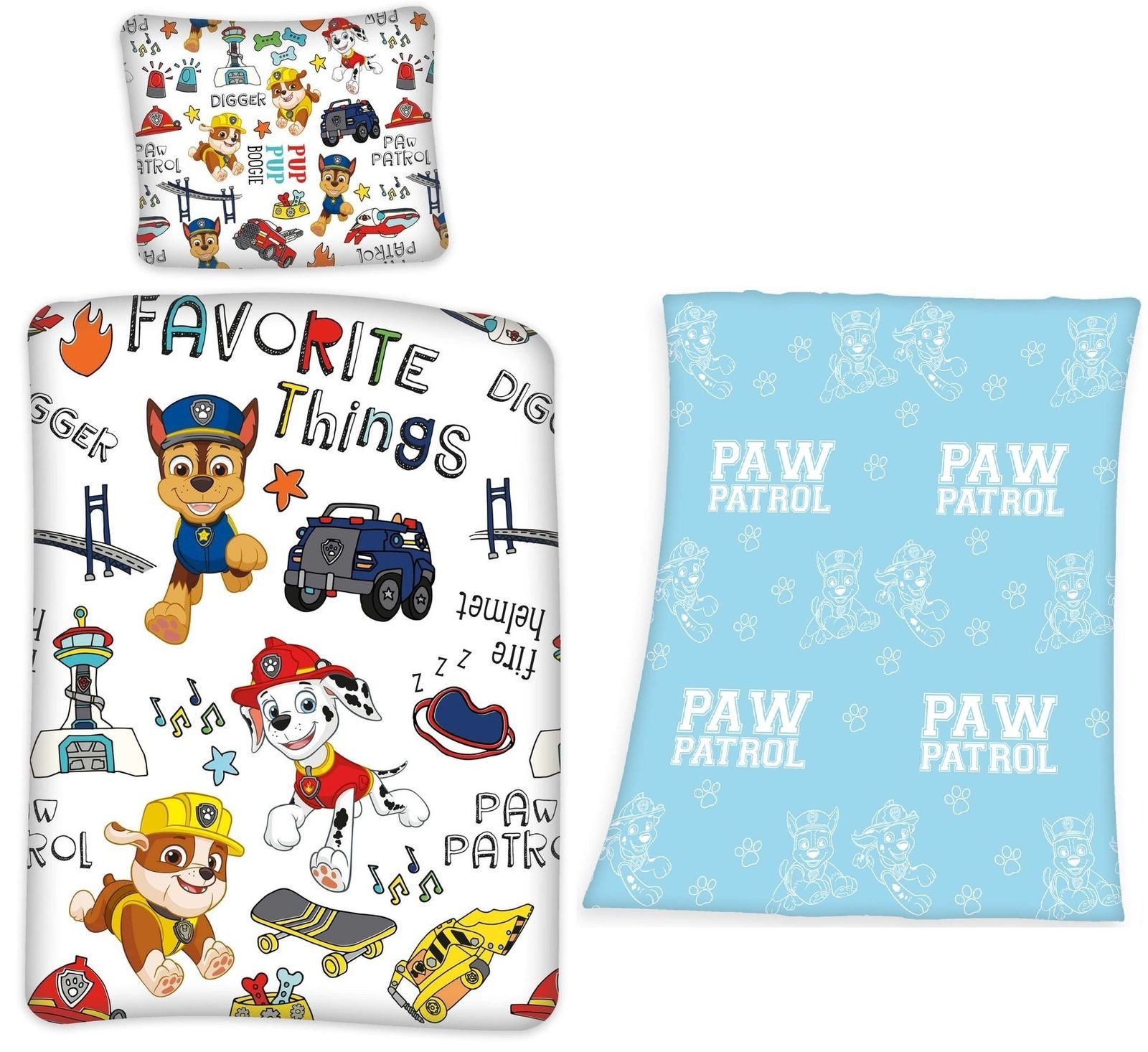 Bettwäsche PAW Patrol - Bettwäsche-Set, 135x200 & 80x80 und Fleecedecke, 130x160