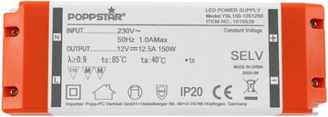 Poppstar LED Trafo Transformator 230V AC / 12V DC LED Trafo (12V 12,5A für 1,5 W bis 150 Watt LEDs)