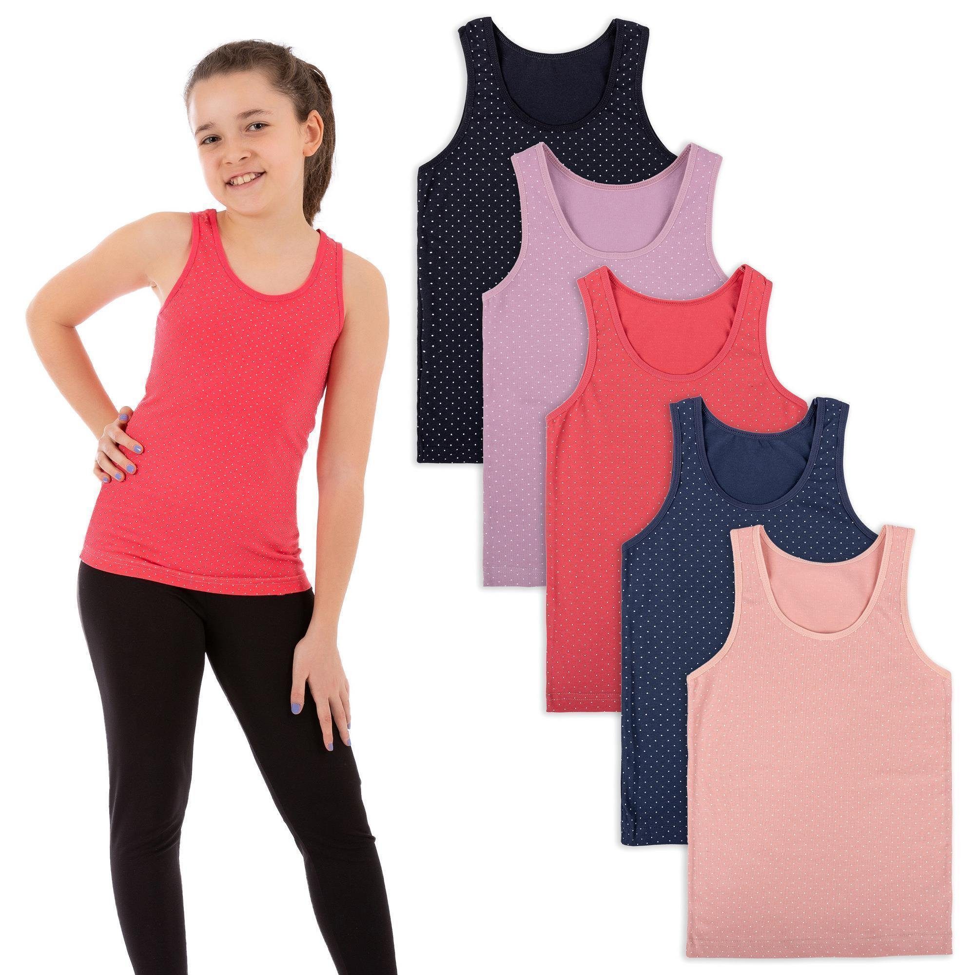 LOREZA Unterhemd 5er Set Mädchen Unterhemden - Punkte - Bunt (Set, 5-St., 5er-Pack)