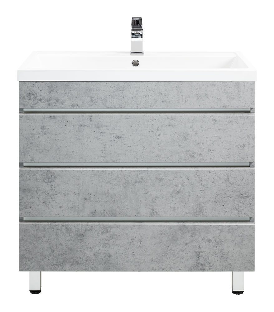 Magnolia Home Waschtisch Stand Badmöbel Via 80 SoftClose beton mit drei gri günstig online kaufen