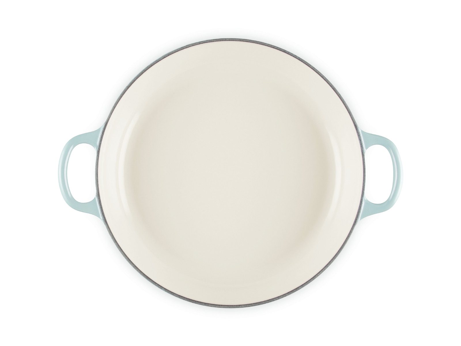 LE CREUSET Bräter Bräter Blume Signature rund sea salt 26cm, Emailliertes Gusseisen