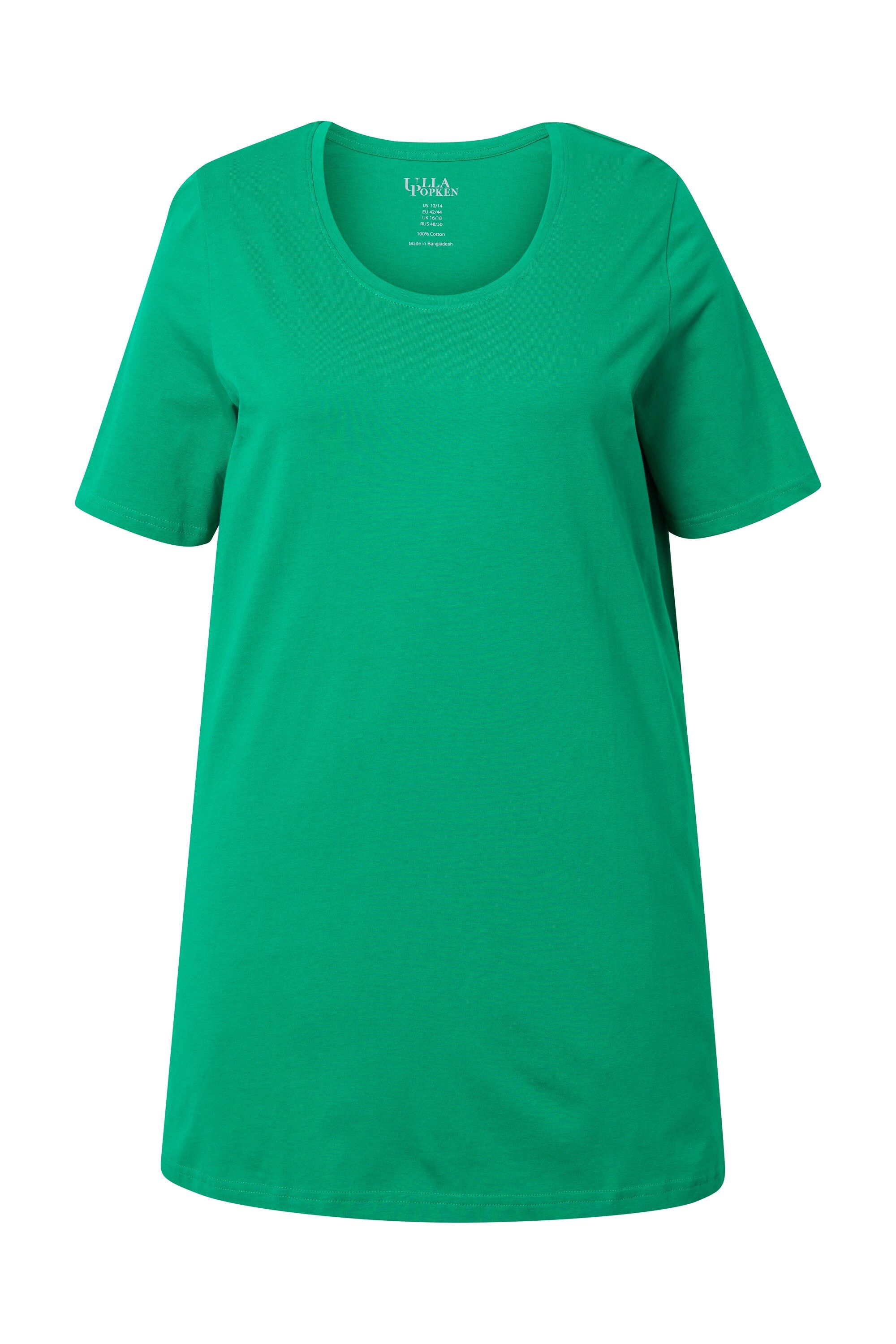 Ulla Popken Longshirt Longshirt A-Linie Rundhalsausschnitt Halbarm günstig online kaufen