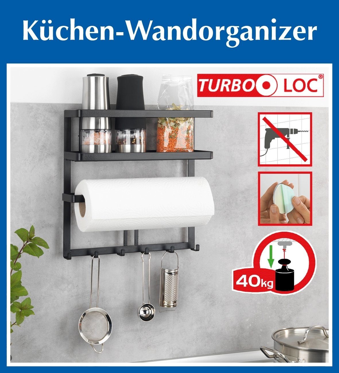 Maximex Küchenregal Turbo Loc Küchen Wandorganizer Maße ca.: B: 30 cm x H: 33 cm x T: 9 cm