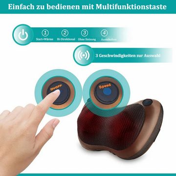 Cbei Nacken-Massagekissen Nacken-Massagegerät Shiatsu-Massagegerät mit Wärme für Rücken Schulter, Mit zwei Arten von Verbrauchssteckern, Massagekissen, Passt perfekt um den Hals, die Schultern, die Taille und die Beine