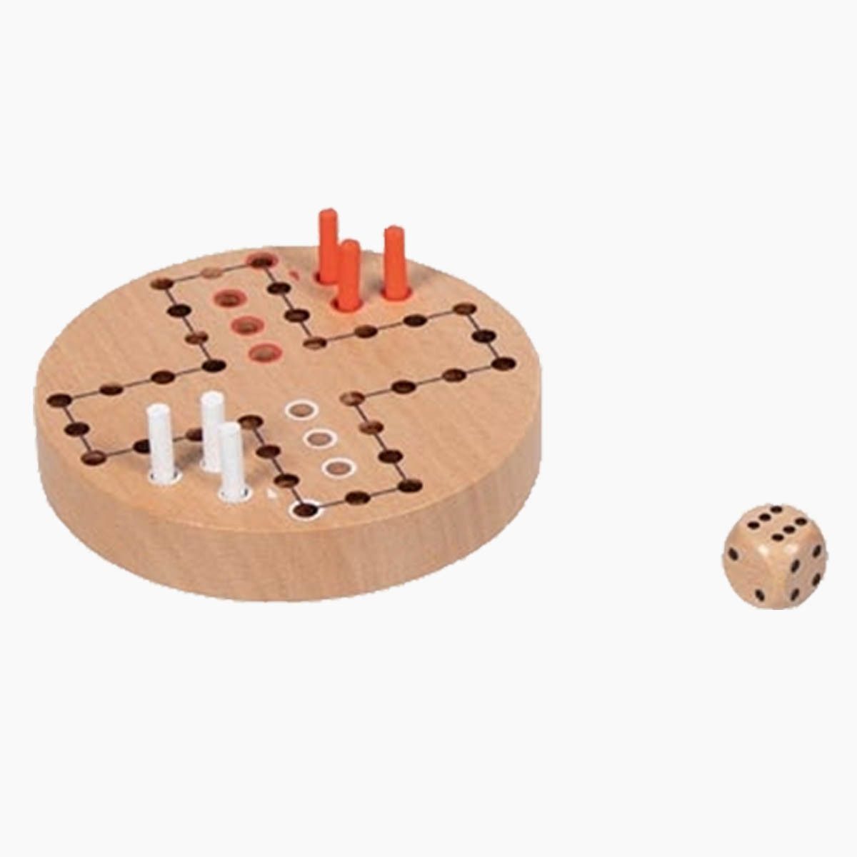 goki Spielesammlung Ludo im Baumwollbeutel, würfelspiel, Schnelles Spielprinzip ideal für Camping