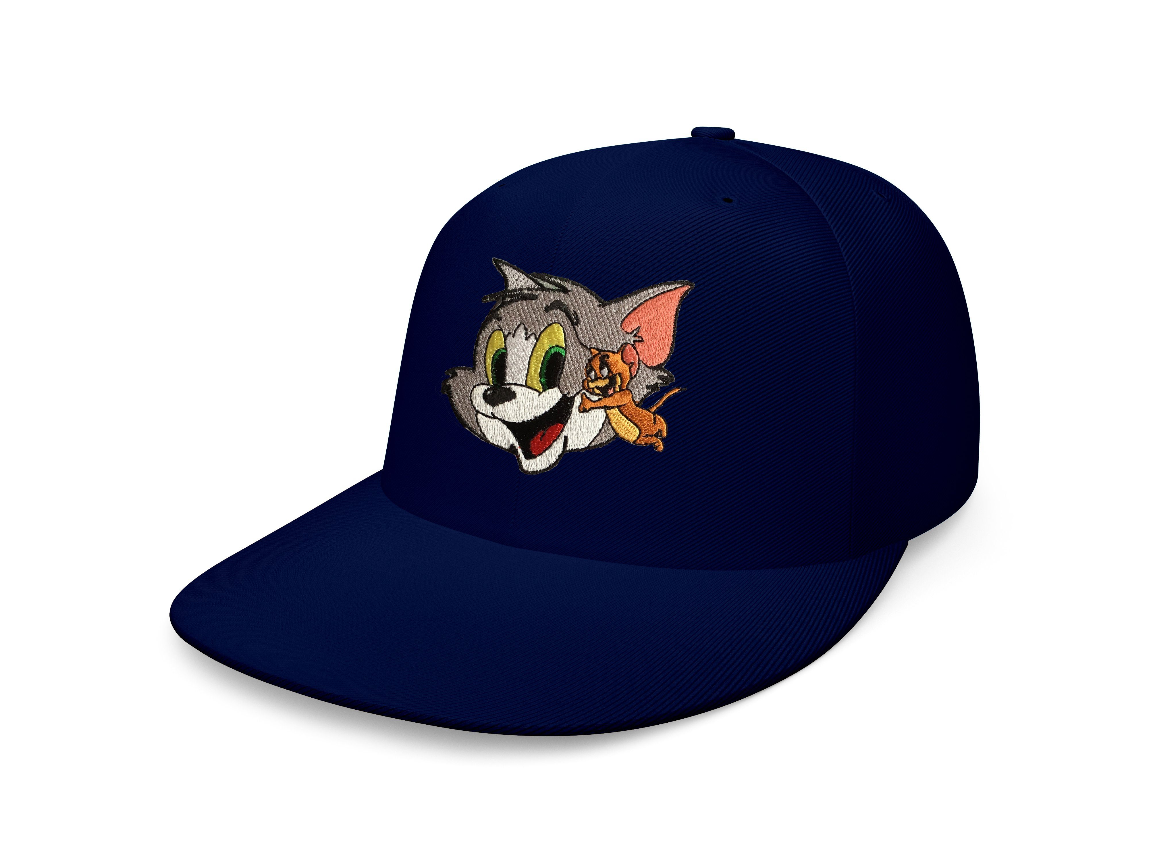 Erwachsene & Unisex Katze Cap Snapback Stick Cartoon Size Navyblau Patch Blondie Brownie Jerry Tom Maus One