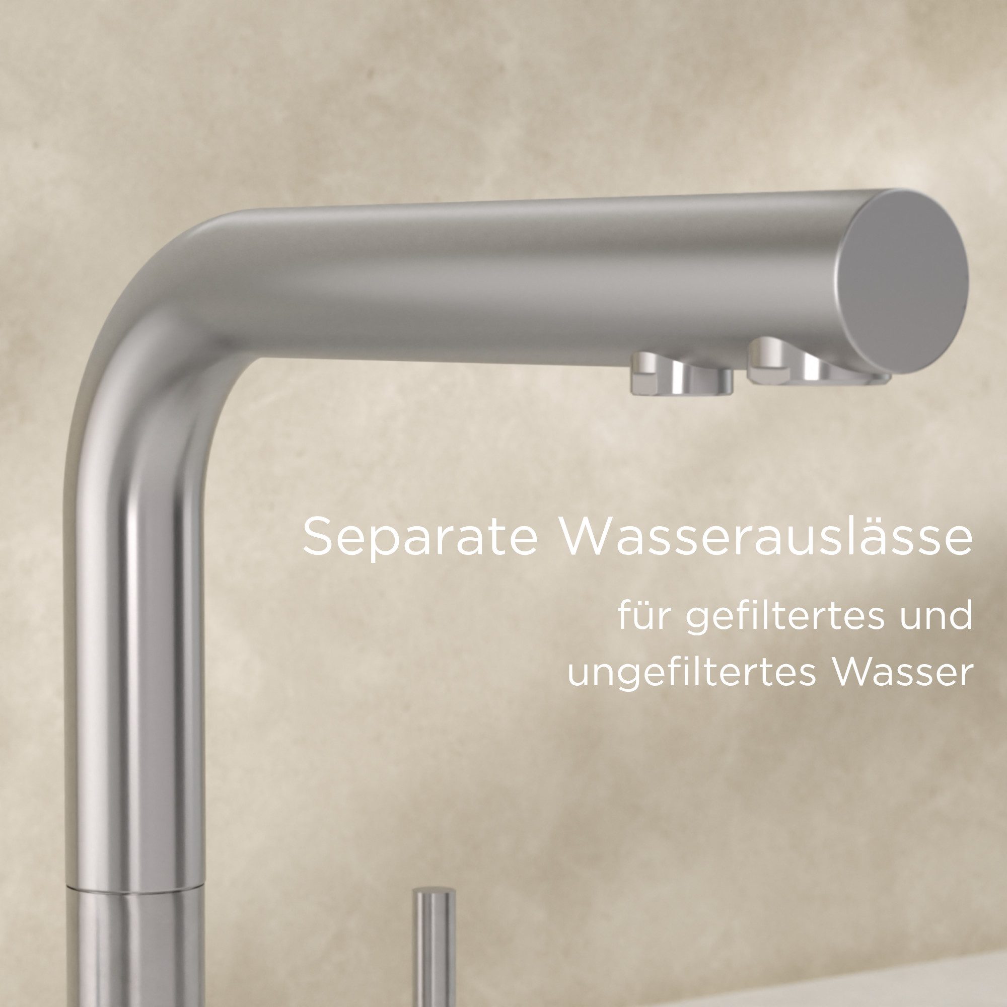 BRITA Küchenarmatur 3-Wege-Küchenarmatur Edelstahl, eckig, inkl. 1 x BRITA P 1000 Wasserfilter