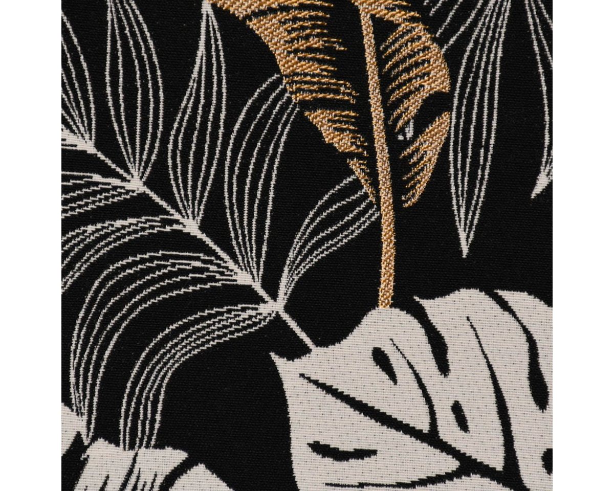 Thumbnail - Stoff Dekostoff Metallic Botanic Leaf Luxury Blätter schwarz gold ecru 1,4m