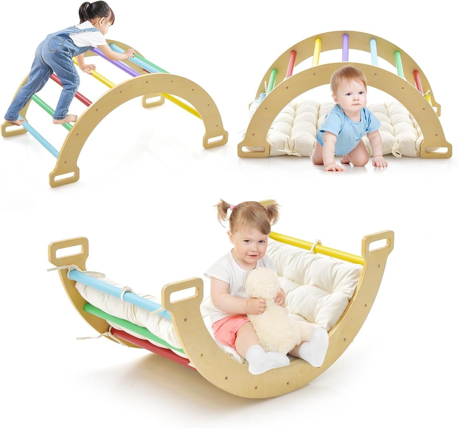 KOMFOTTEU Klettergerüst Kletterbogen, mit Kissen, für Kinder ab 3 Jahren