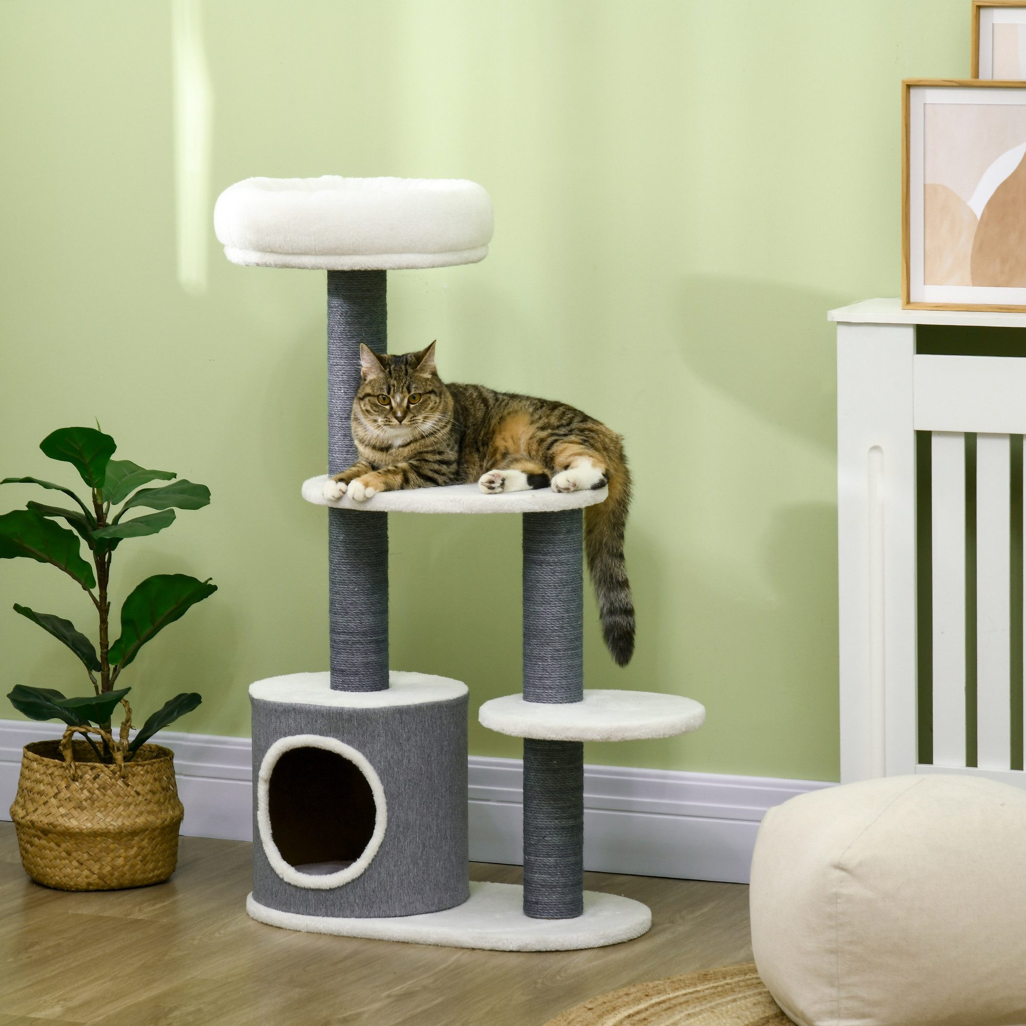 furnicato Kratzbaum mit Katzenhöhle, Katzenbett, 2 günstig online kaufen