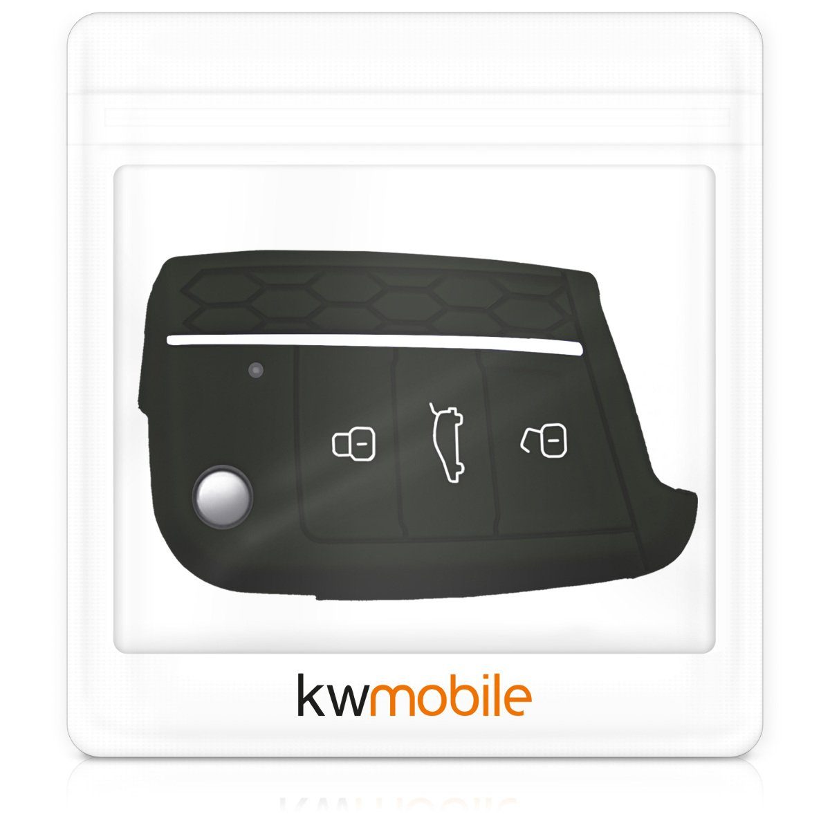 kwmobile Schlüsseltasche Autoschlüssel Silikon Hülle Schlüsselhülle Case VW 7 Schwarz-Weiß Cover Golf Schlüssel MK7, für