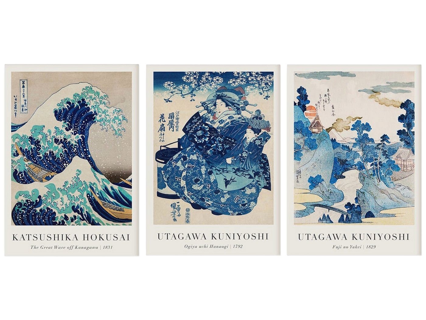 JUSTGOODMOOD Poster Vintage Japanische Landschaft Abstrakte Meer Welle Traditionell als De, A (1 St)