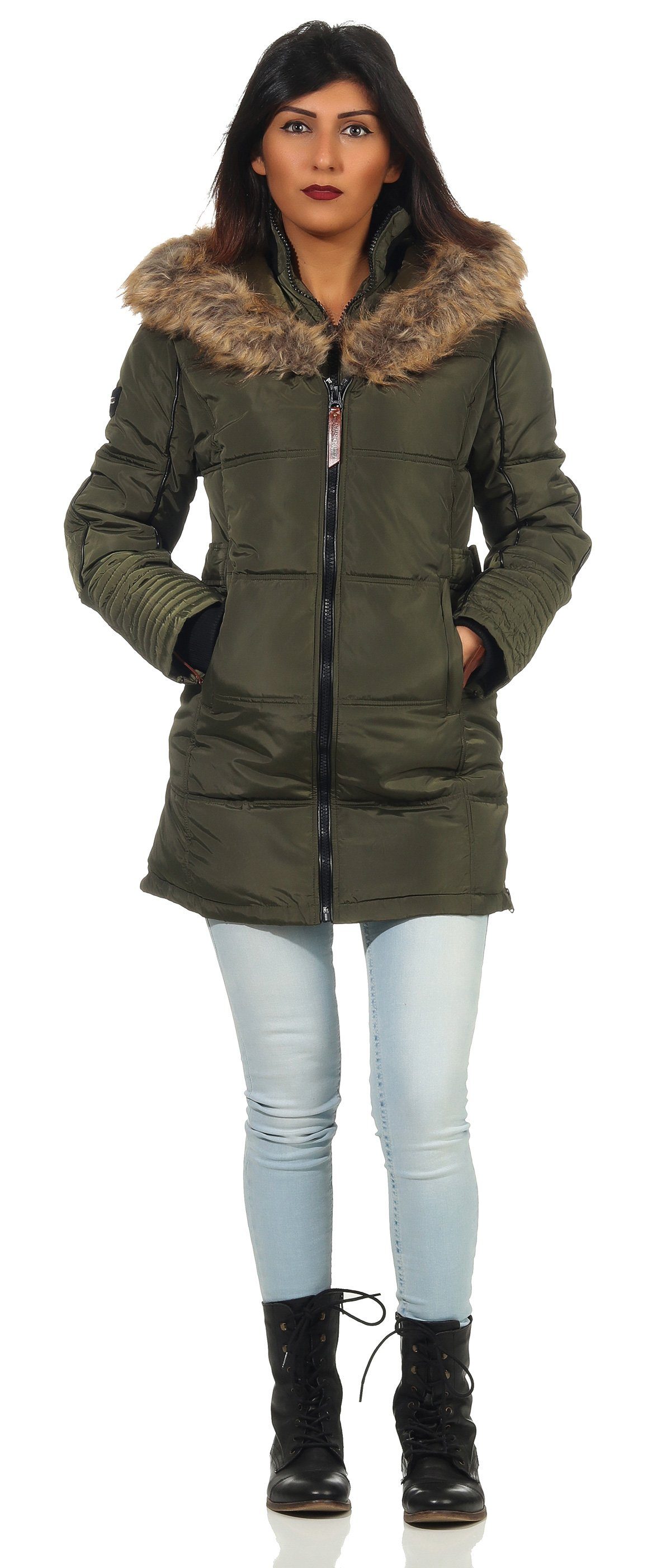 Geographical Norway Winterjacke Damen Outdoor Jacke G-Blustery by leyoley in Unifarbe, mit XXL-Kapuze