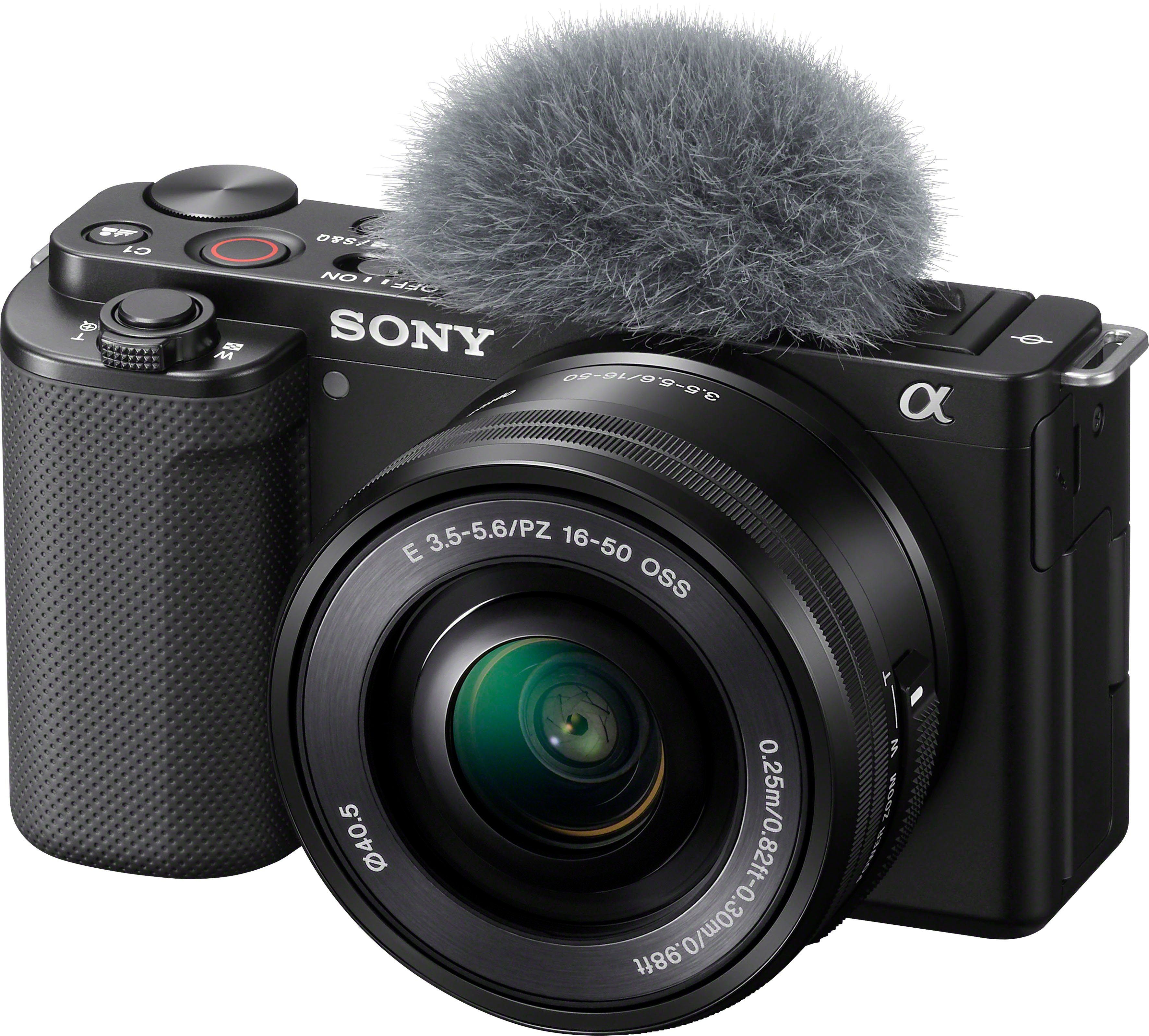 OSS Sony F3.5 (WiFi), Vlog-Kamera schwenkbarem ZV-E10L Bluetooth, Systemkamera 24,2 PZ (SELP1650), Objektiv) 16 WLAN Display MP, - SEL16-50 mm inkl. 50 (E - mit 5.6