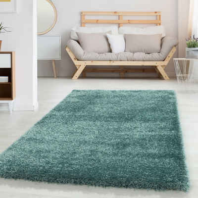 Hochflor-Teppich Unicolor - Einfarbig, Carpettex, Läufer, Höhe: 50 mm, Teppich Wohnzimmer Shaggy Einfarbig Flauschig versch. Far. und größ.