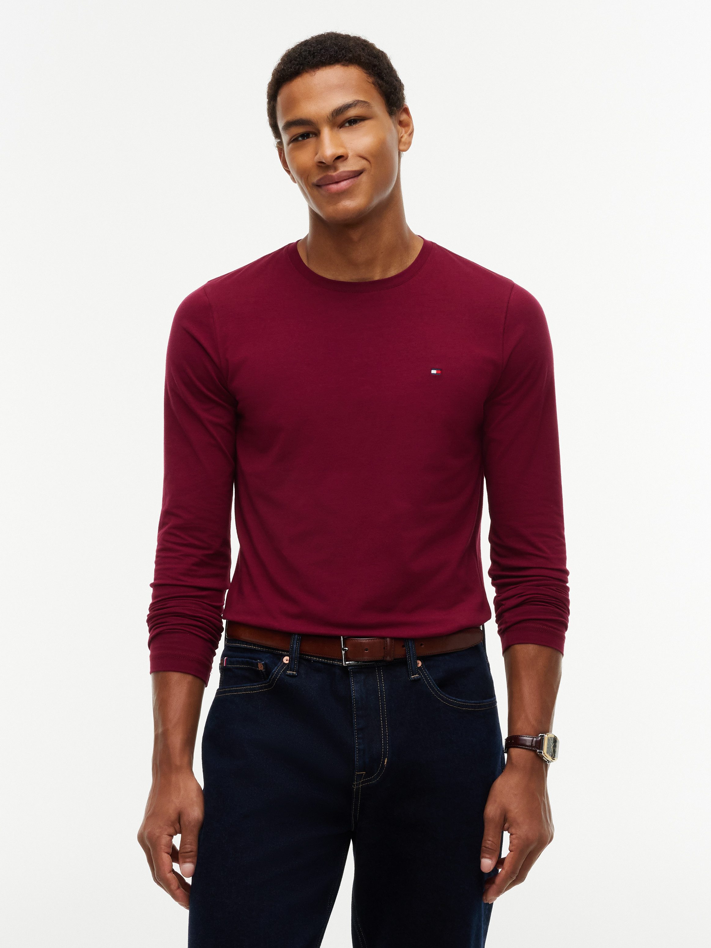 Tommy Hilfiger Langarmshirt STRETCH SLIM FIT LONG SLEEVE aus Baumwollstretch