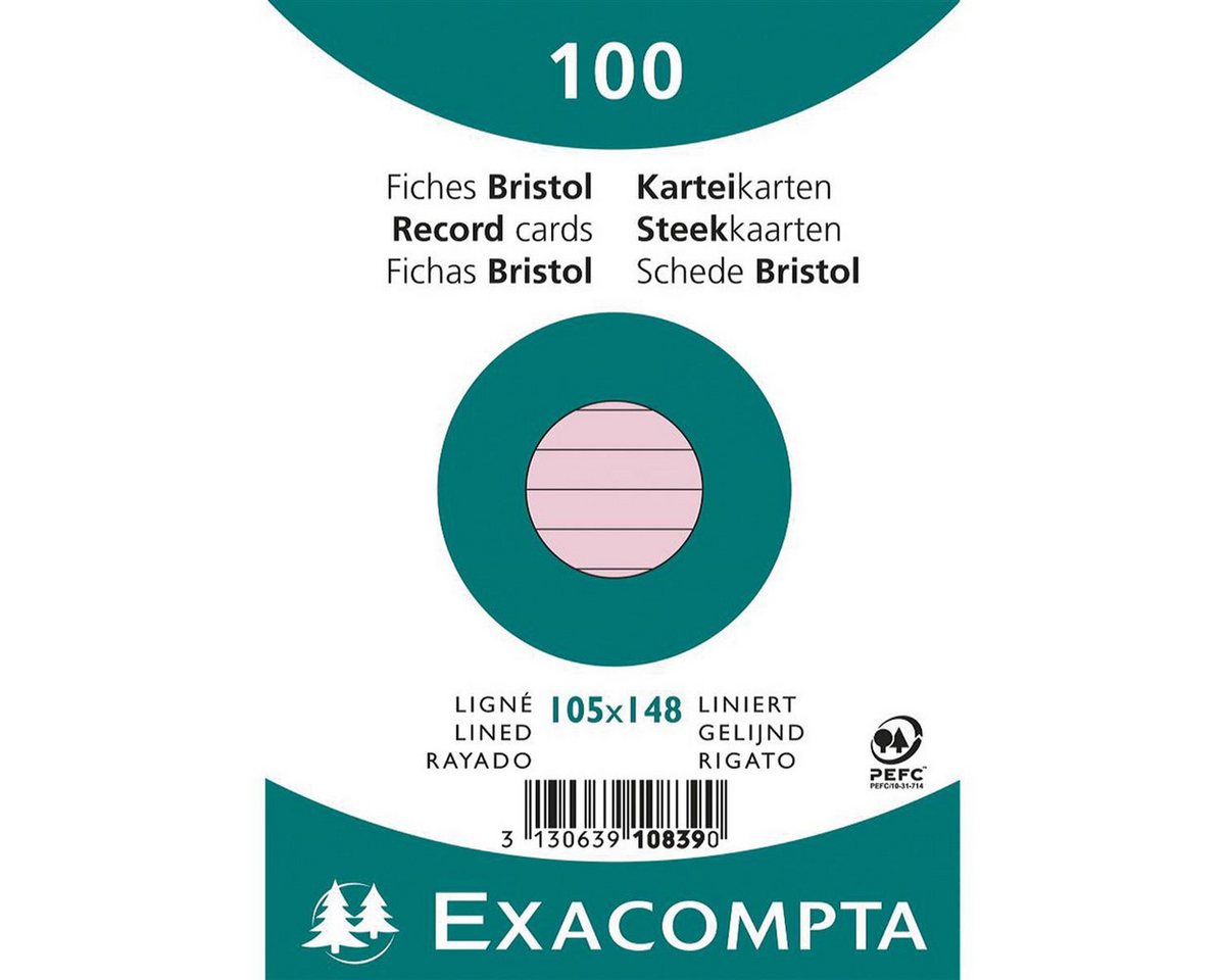 Thumbnail - EXACOMPTA Karteikarten EXACOMPTA 10839SE EXACOMPTA Karteikarten, DIN A6, liniert, rosa