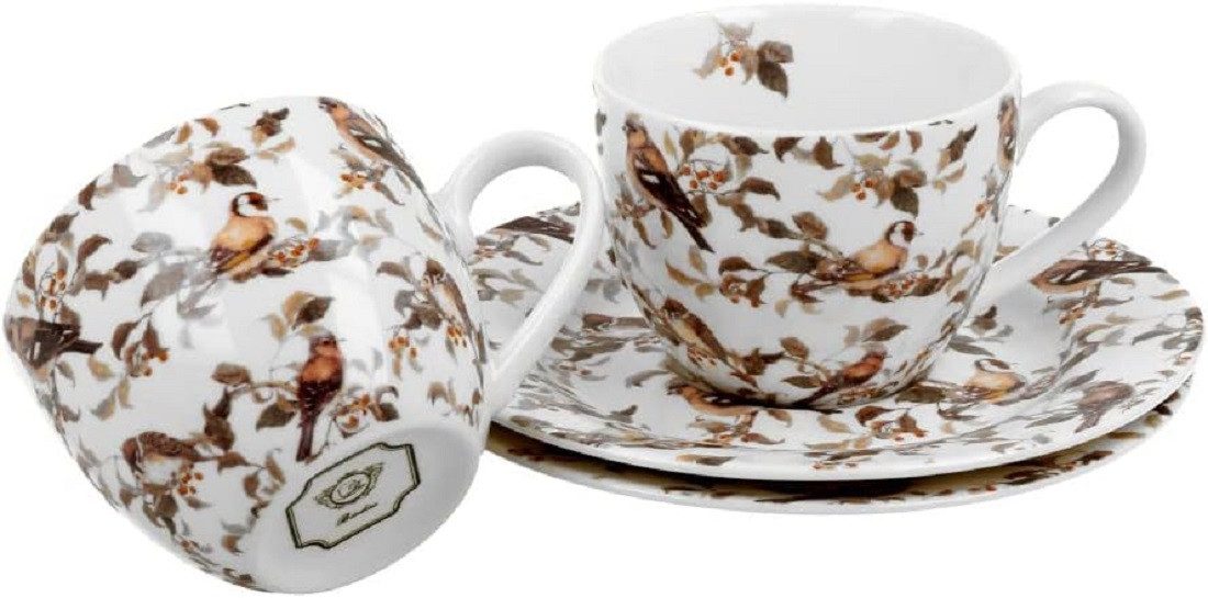 Duo-Gift Espressotasse Set mit Untertassen, Sommer, Frühling, Herbst, Winter, Tasse Motiv, 4-tlg., Porzellan, 2 Espressotassen ca. 90 ml mit Untertassen Birdies, Vogel, Vögel, Tieren, Planzen Kollektion, Duo Geschenke, Mug, Kollektion, Ideal als Geschenk