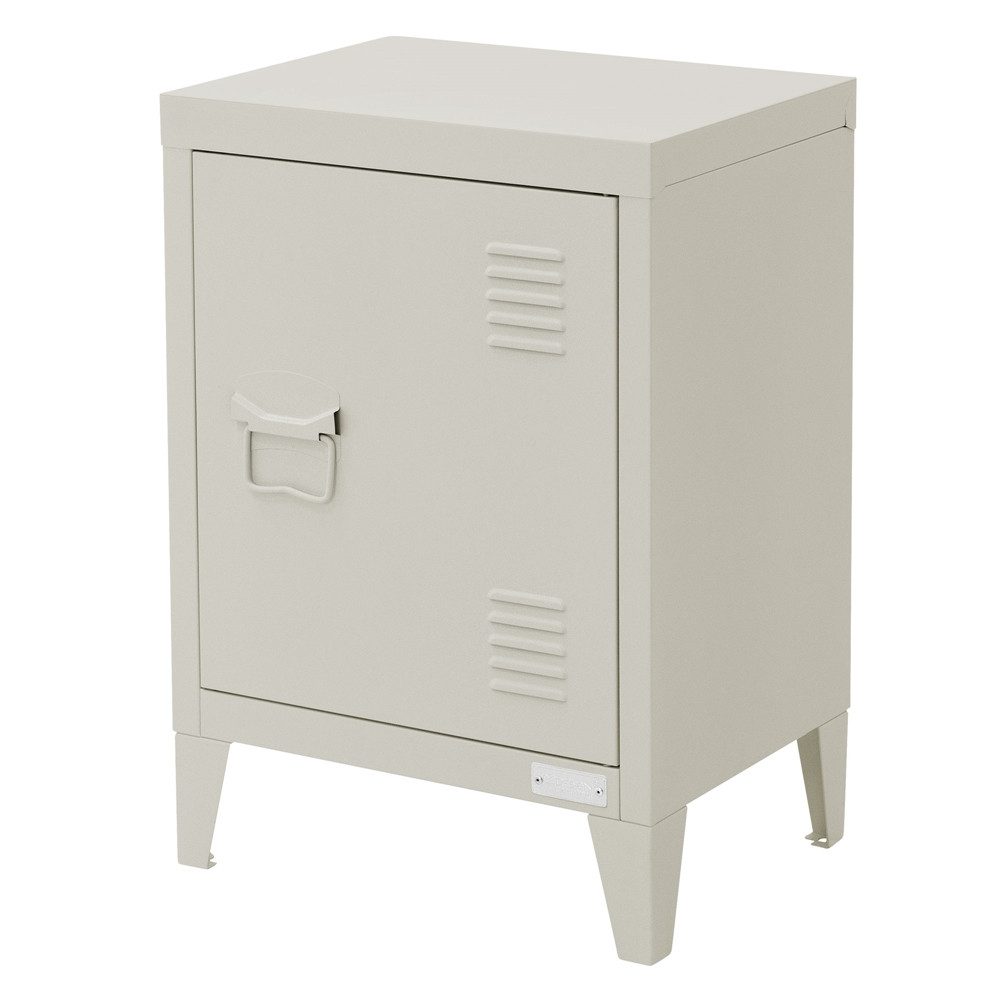 ML-DESIGN Nachttisch Nachtschrank Nachtkommode für Schlafzimmer Nachtkästchen Nachtkonsole, Hellgrau 40x30x58 cm aus Stahl Türgriff links Industriedesign Metall