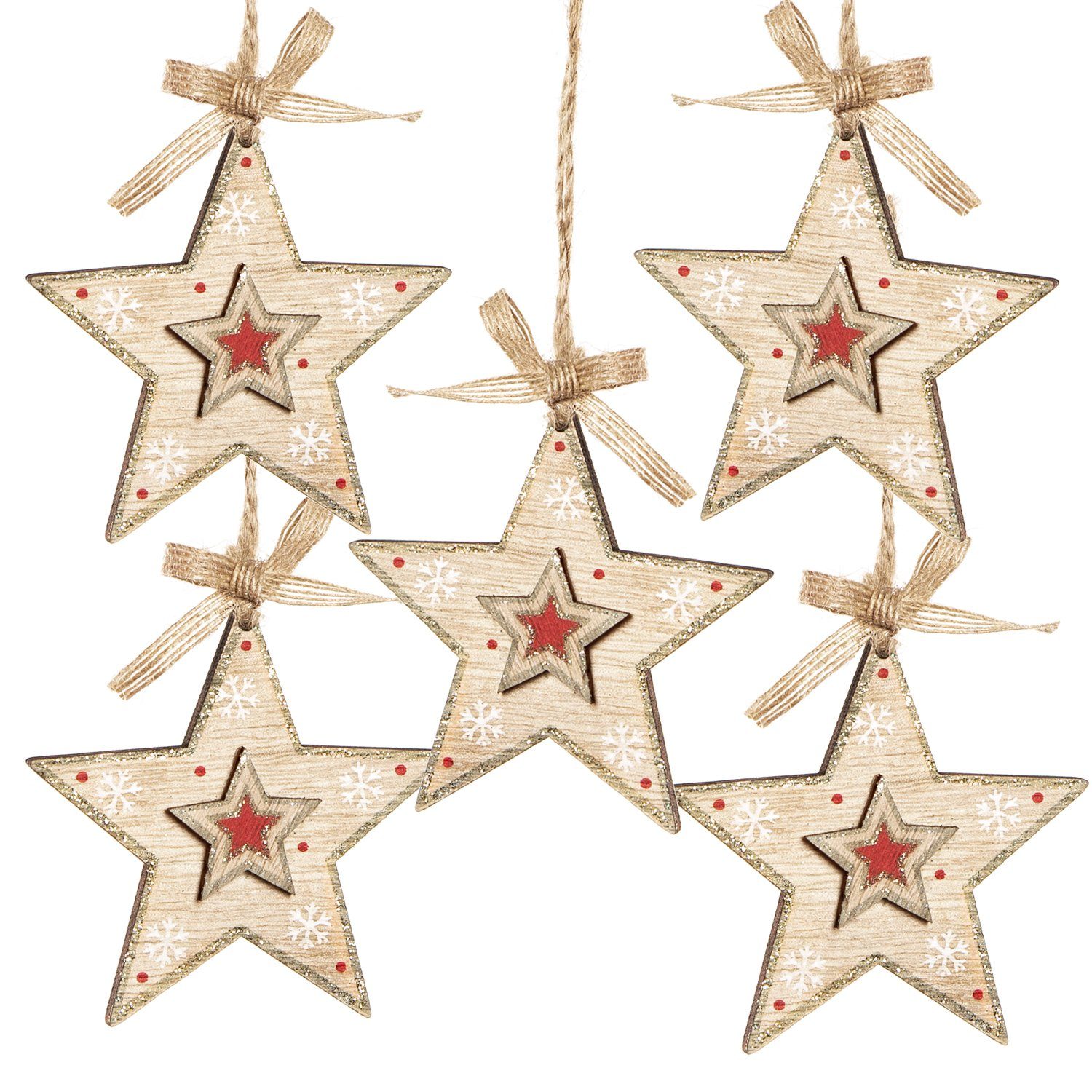 Logbuch-Verlag Baumbehang 5 Sterne Anhänger Weihnachtsanhänger aus Holz (5 St)