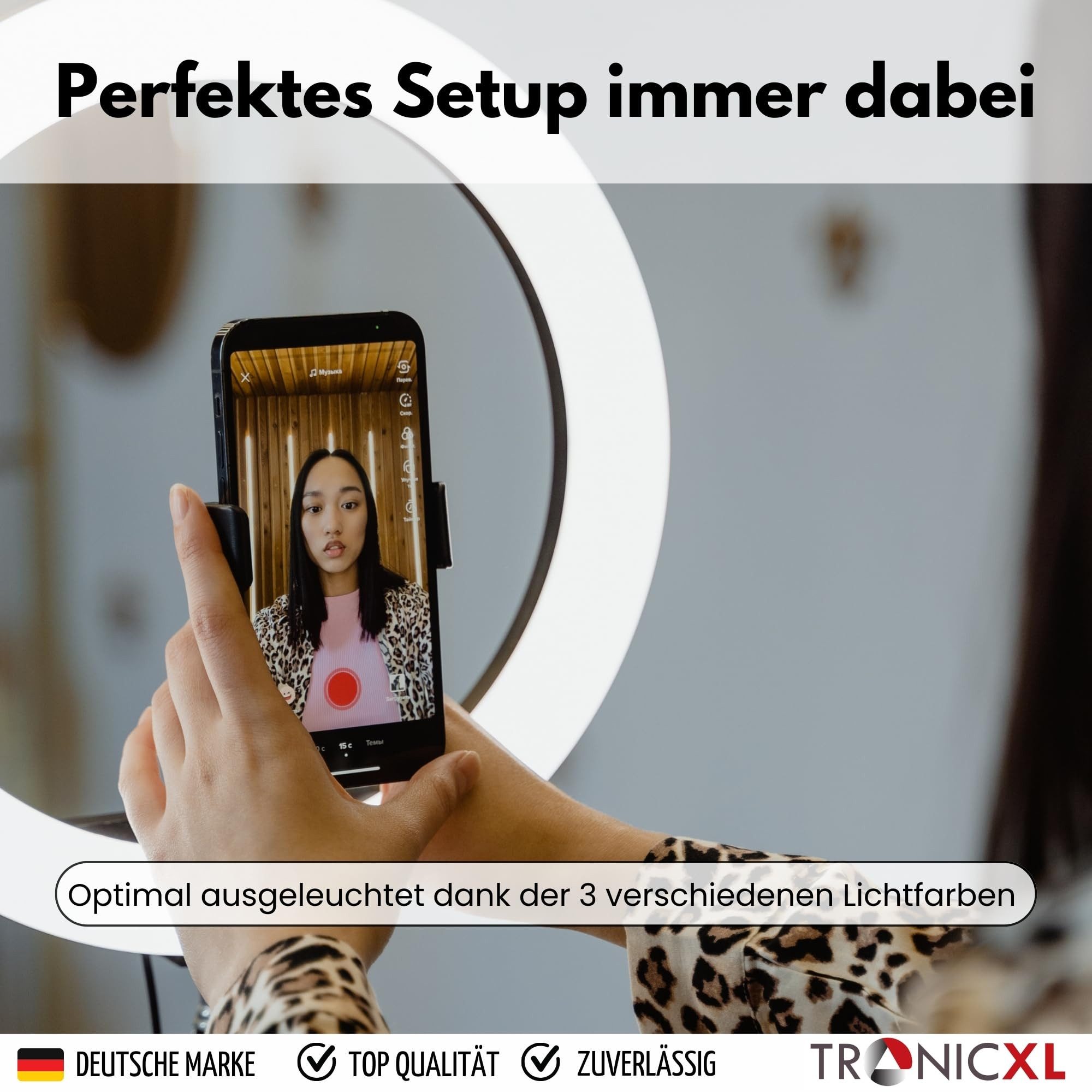 TronicXL Ringlicht Mini Stativ mit Ringlicht Licht für Handy Smartphone Kamerastativ, Für YouTube Video Streaming TikTok Tripod Ringlight