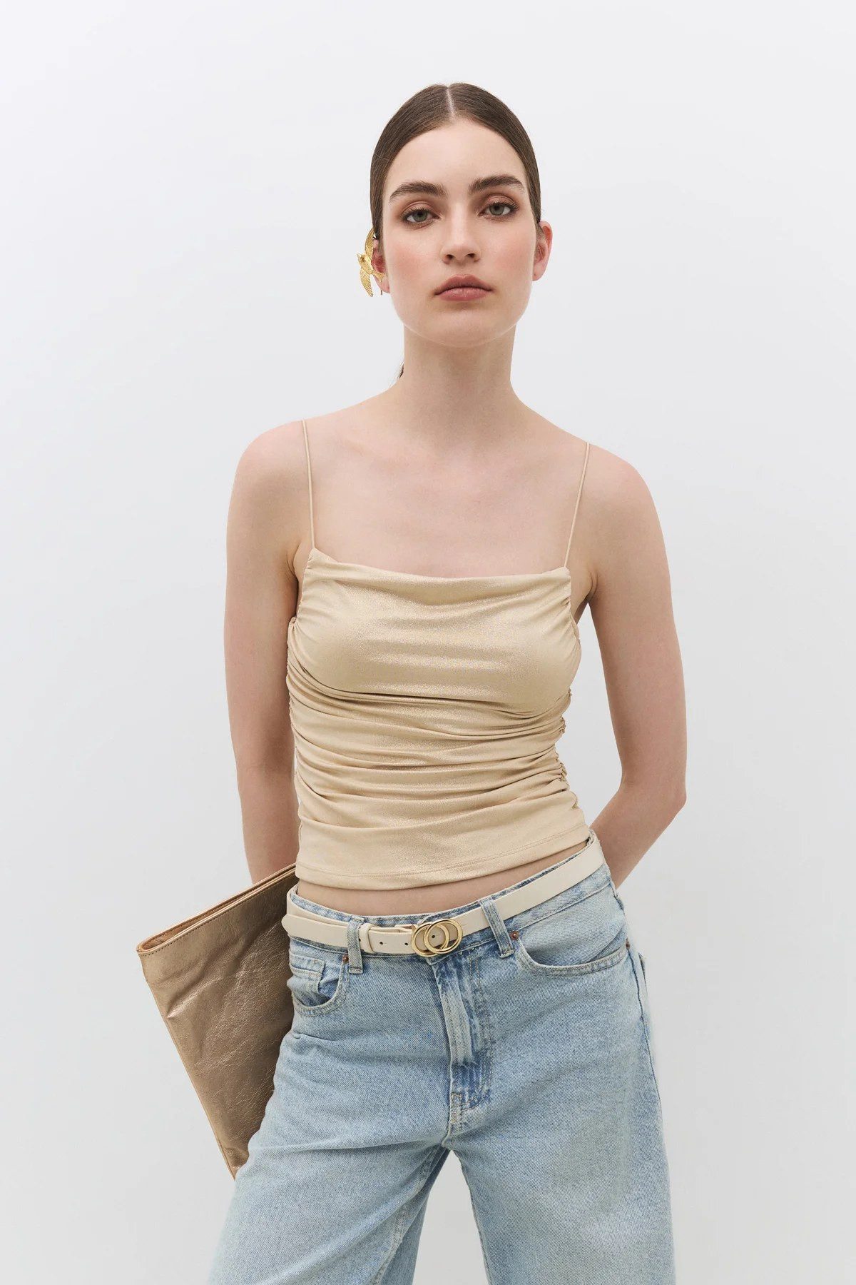 T-Shirt Crop-Top mit dünnen Trägern