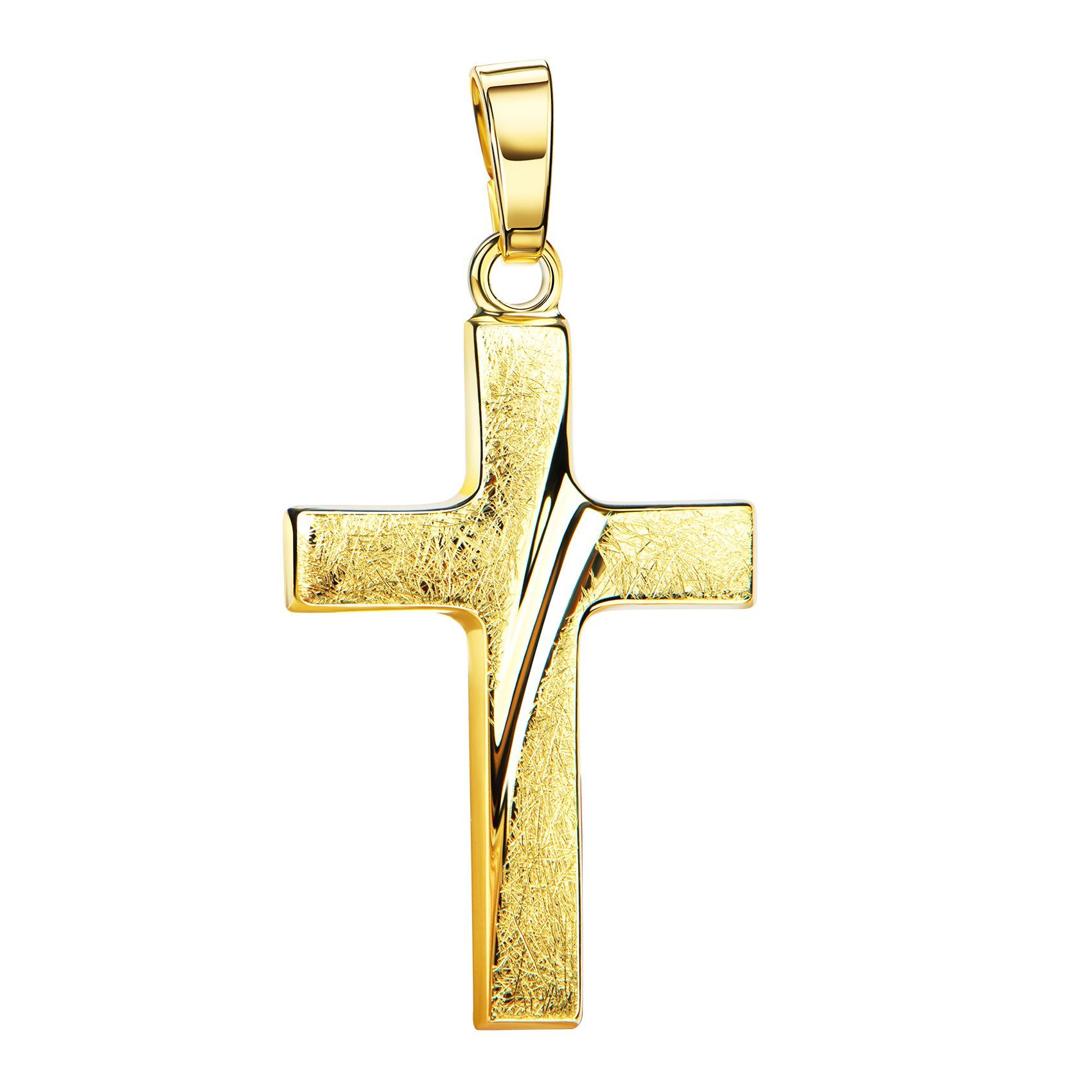 JEVELION Kettenanhänger Kreuz-Anhänger eismattiert 585 Herren), und (Goldkreuz, - Gold Gold-Anhänger Made in Germany für Damen